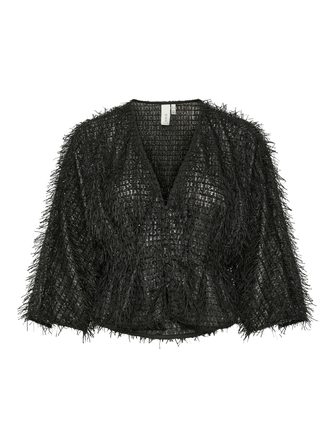 Y.A.S Cropped Top 'YASISAL 3/4 SHORT TOP' Black, Unifarben, Schwarz - Gr. XS - Bild 1