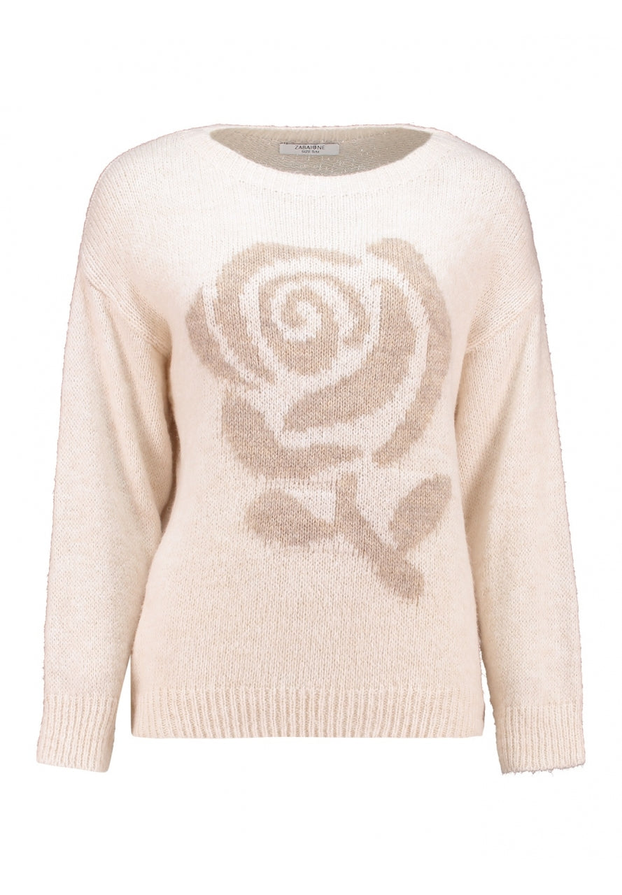 ZABAIONE Strickpullover 'Pullover Em44ma' lbeige, Motivprint, Beige - Gr. S/M - Bild 1