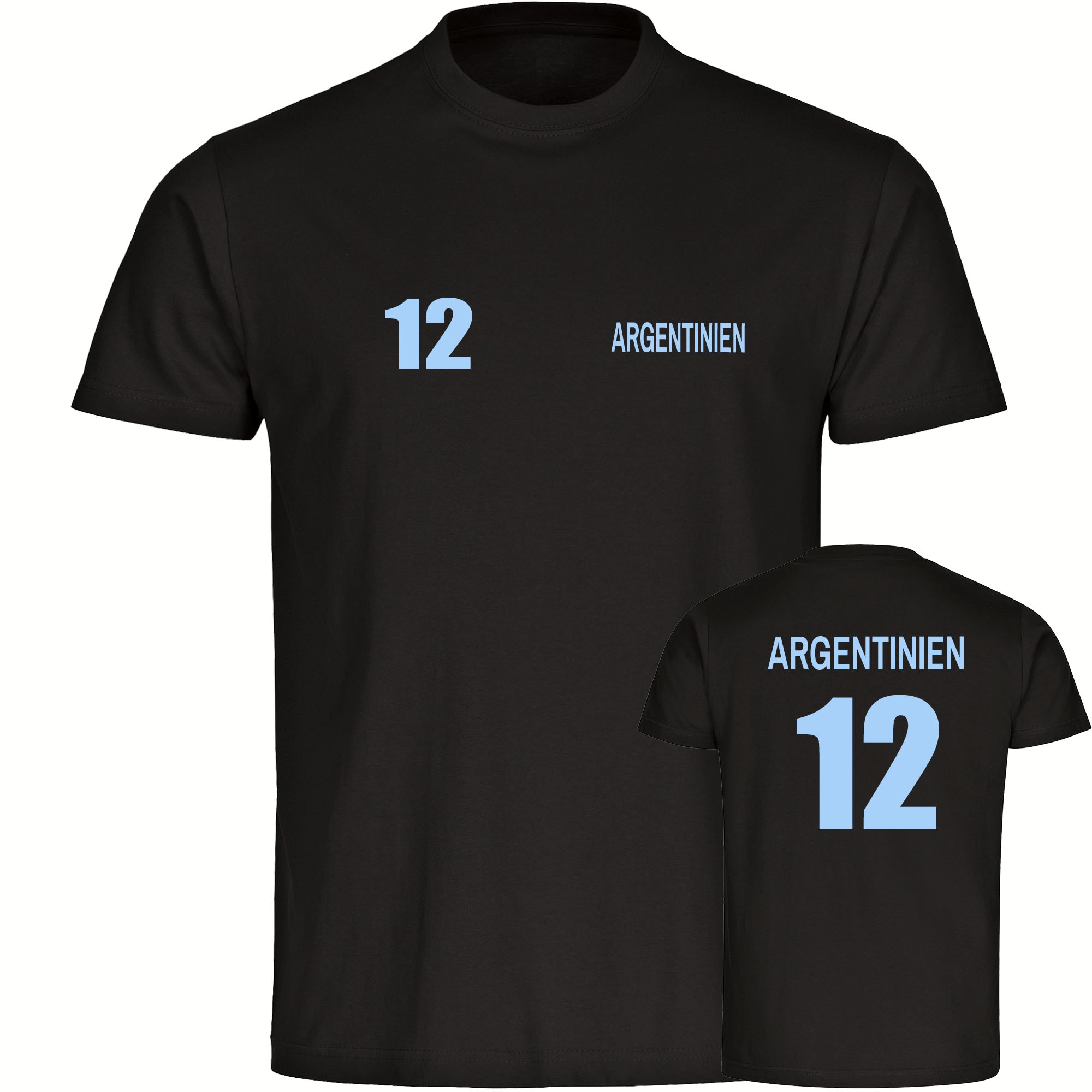 multifanshop Herren T-Shirt - Argentinien - Trikot Nummer 12 - Druck hellblau - M&auml;nner - Bild 1