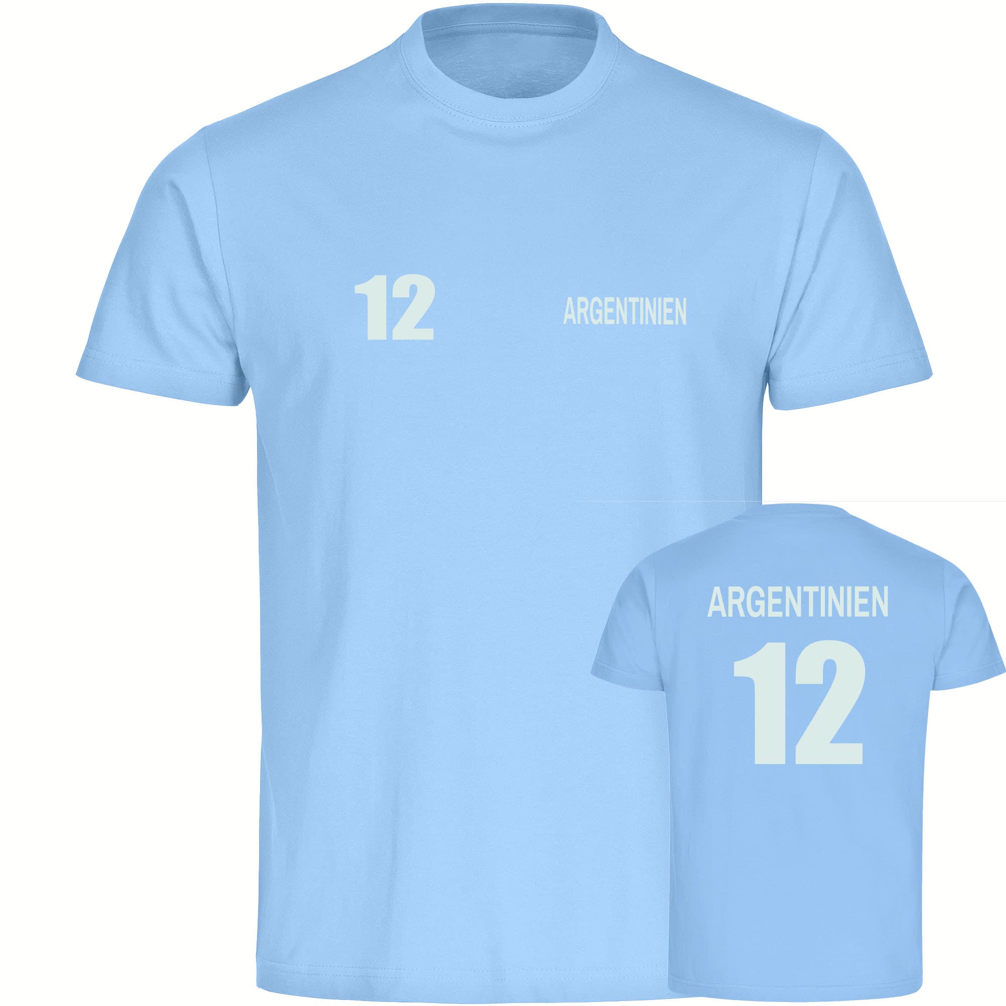 multifanshop Herren T-Shirt - Argentinien - Trikot Nummer 12 - Druck wei&szlig; - M&auml;nner - Bild 1