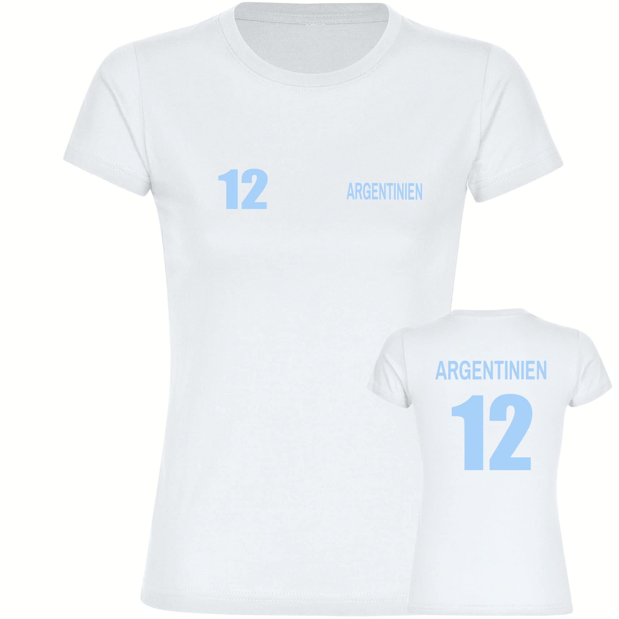 multifanshop Damen T-Shirt - Argentinien - Trikot Nummer 12 - Druck hellblau - Frauen - Bild 1