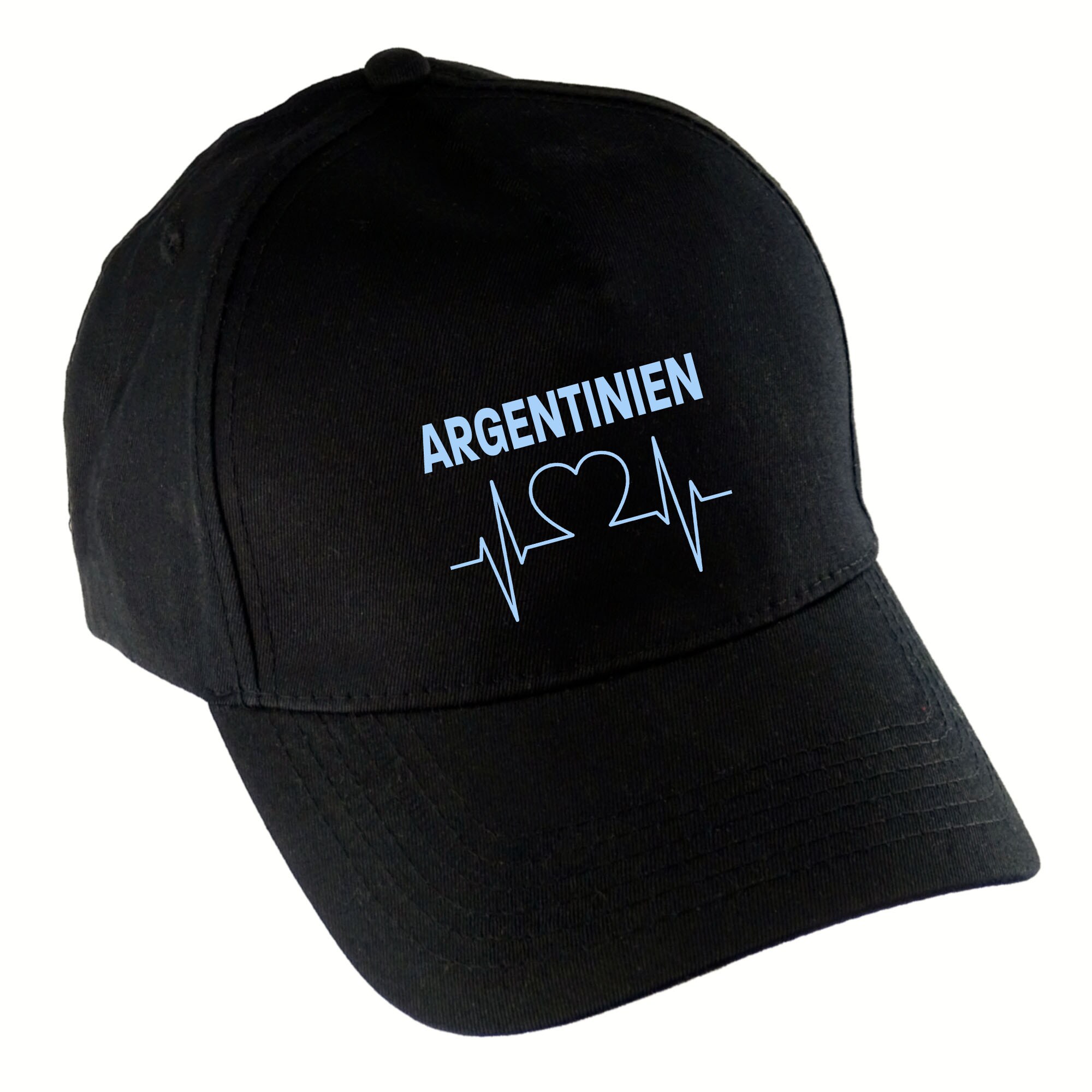 multifanshop Baseballcap - Argentinien - Herzschlag - Druck hellblau - M&uuml;tze - Bild 1