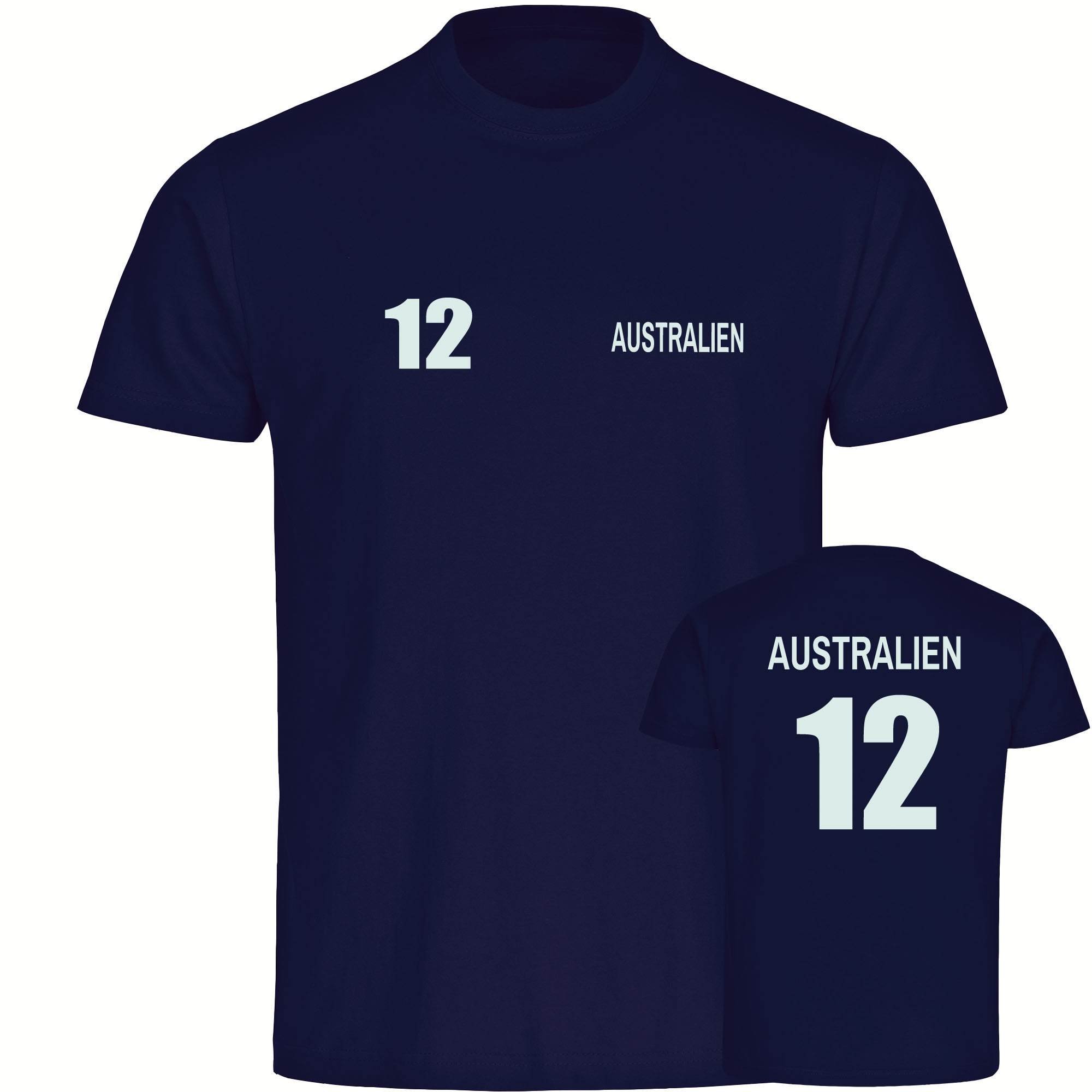 multifanshop Herren T-Shirt - Australien - Trikot Nummer 12 - Druck wei&szlig; - M&auml;nner - Bild 1
