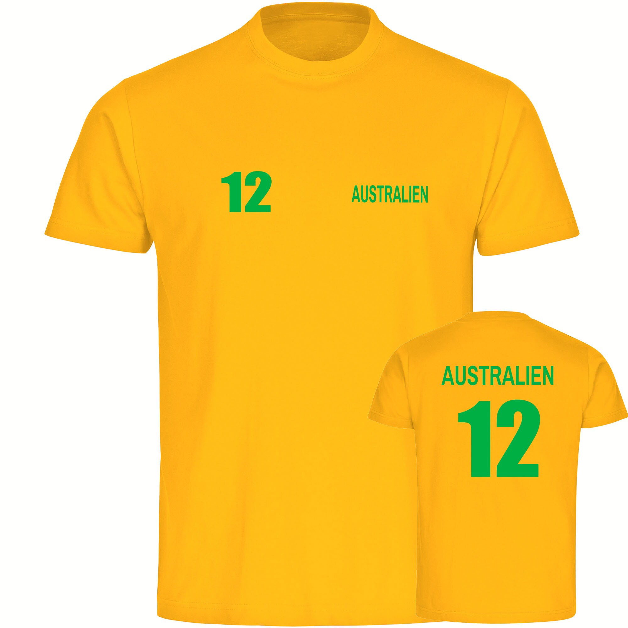multifanshop Kinder T-Shirt - Australien - Trikot Nummer 12 - Druck gr&uuml;n - Kind - Bild 1