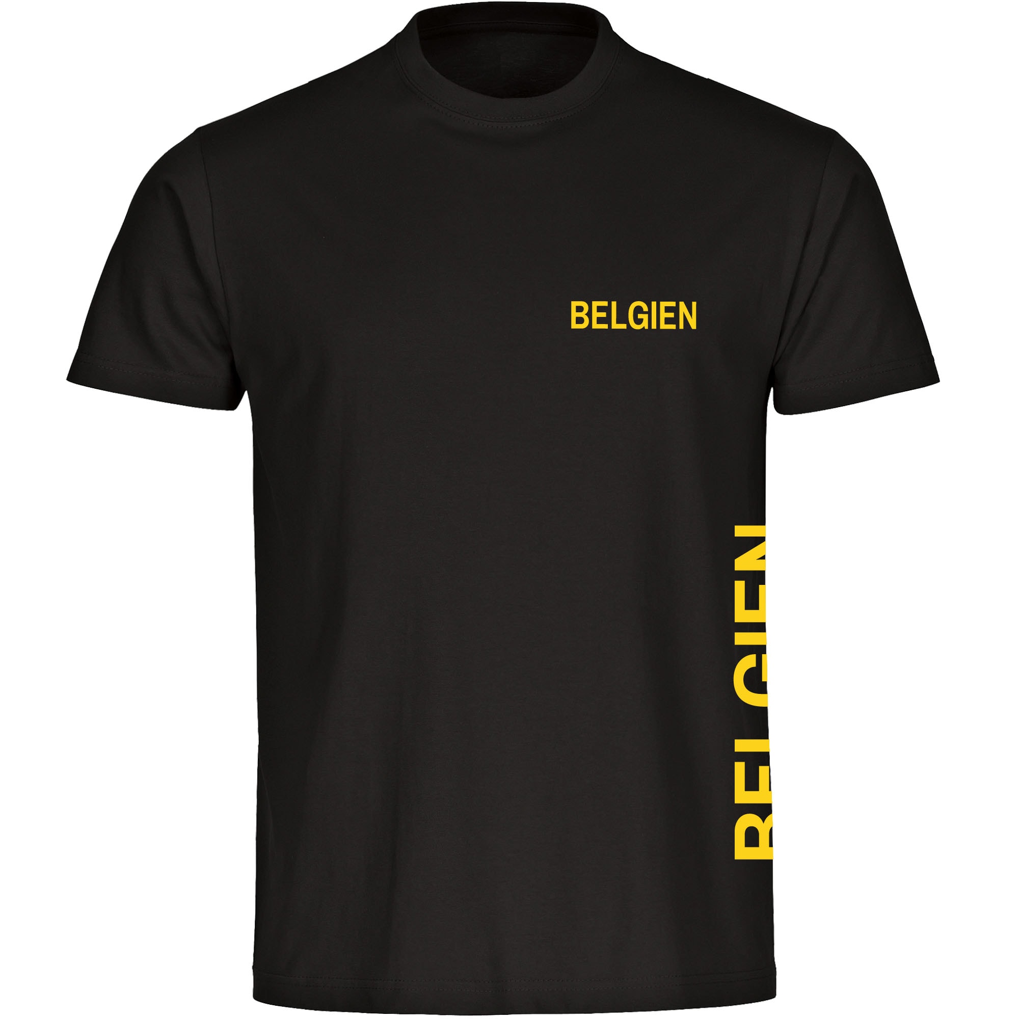 multifanshop Herren T-Shirt - Belgien - Brust & Seite - Druck gelb - M&auml;nner - Bild 1