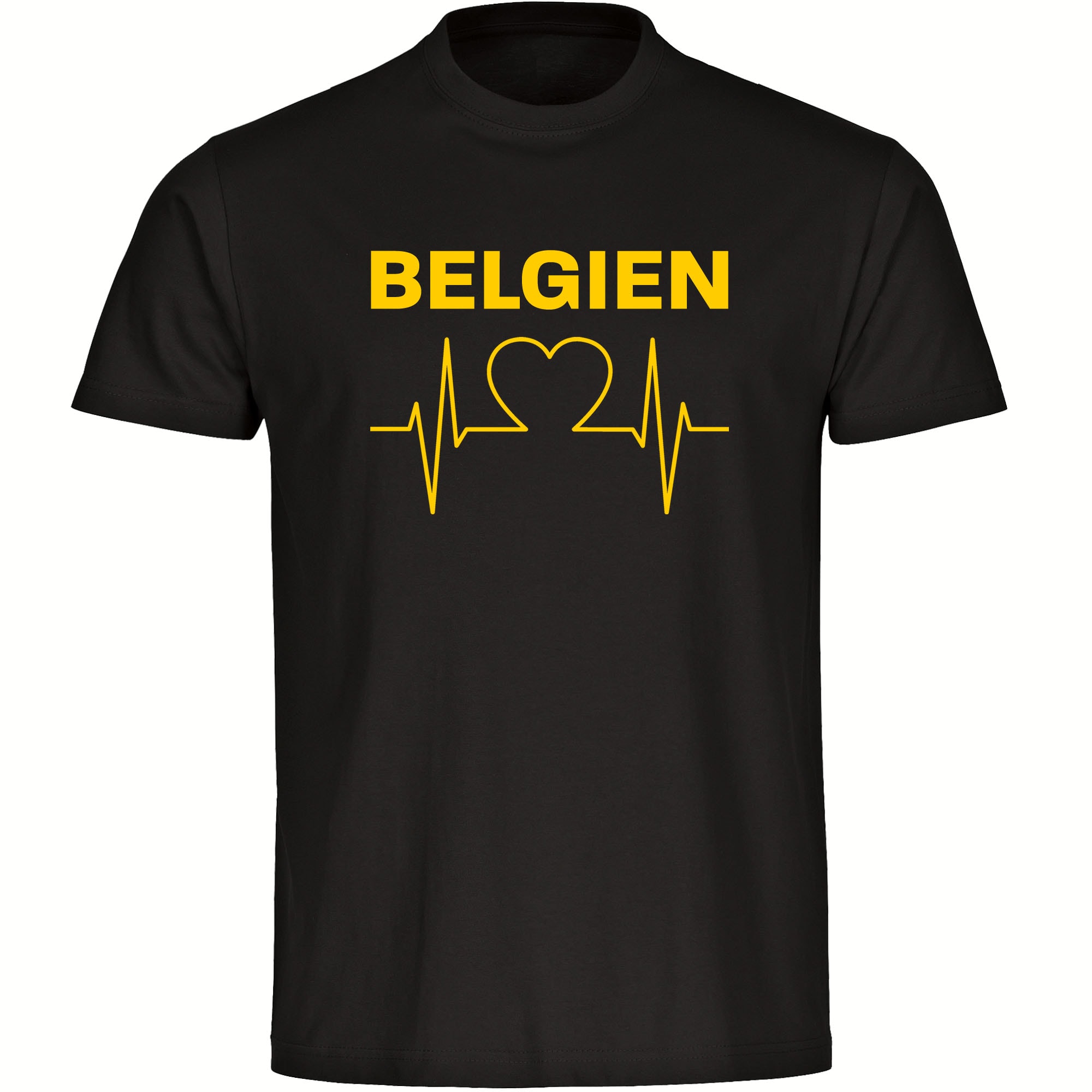 multifanshop Herren T-Shirt - Belgien - Herzschlag - Druck gelb - M&auml;nner - Bild 1