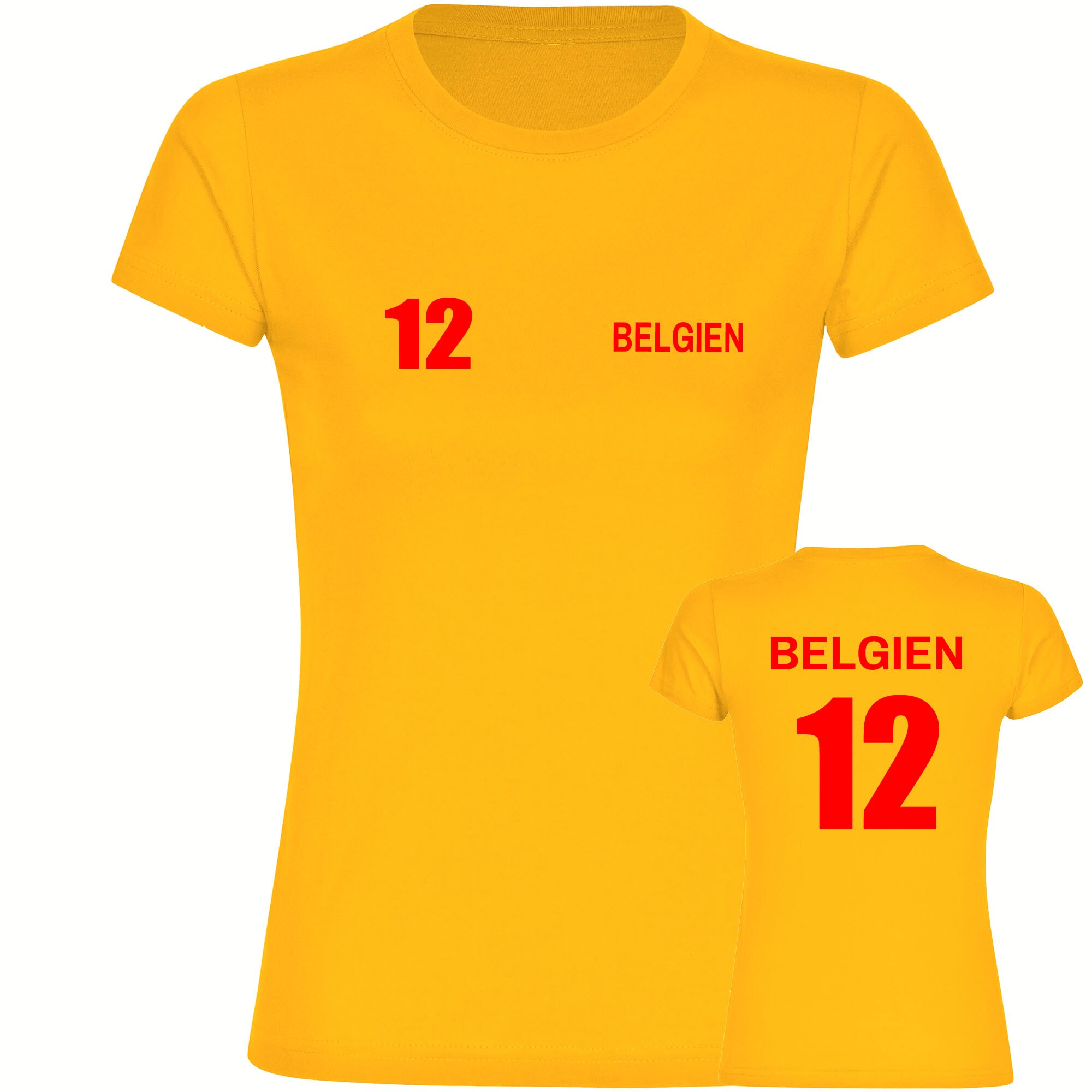 multifanshop Damen T-Shirt - Belgien - Trikot Nummer 12 - Druck rot - Frauen - Bild 1