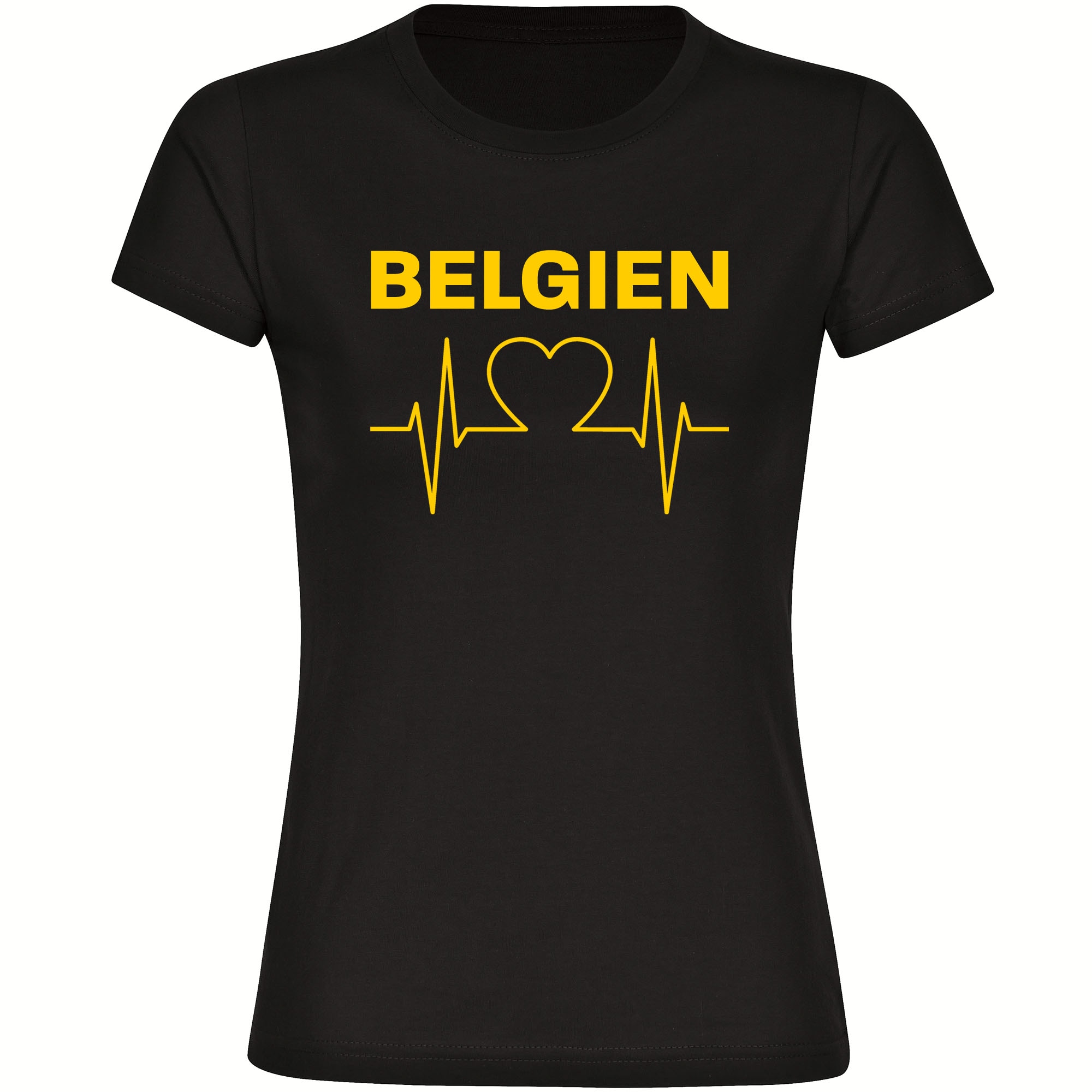 multifanshop Damen T-Shirt - Belgien - Herzschlag - Druck gelb - Frauen - Bild 1