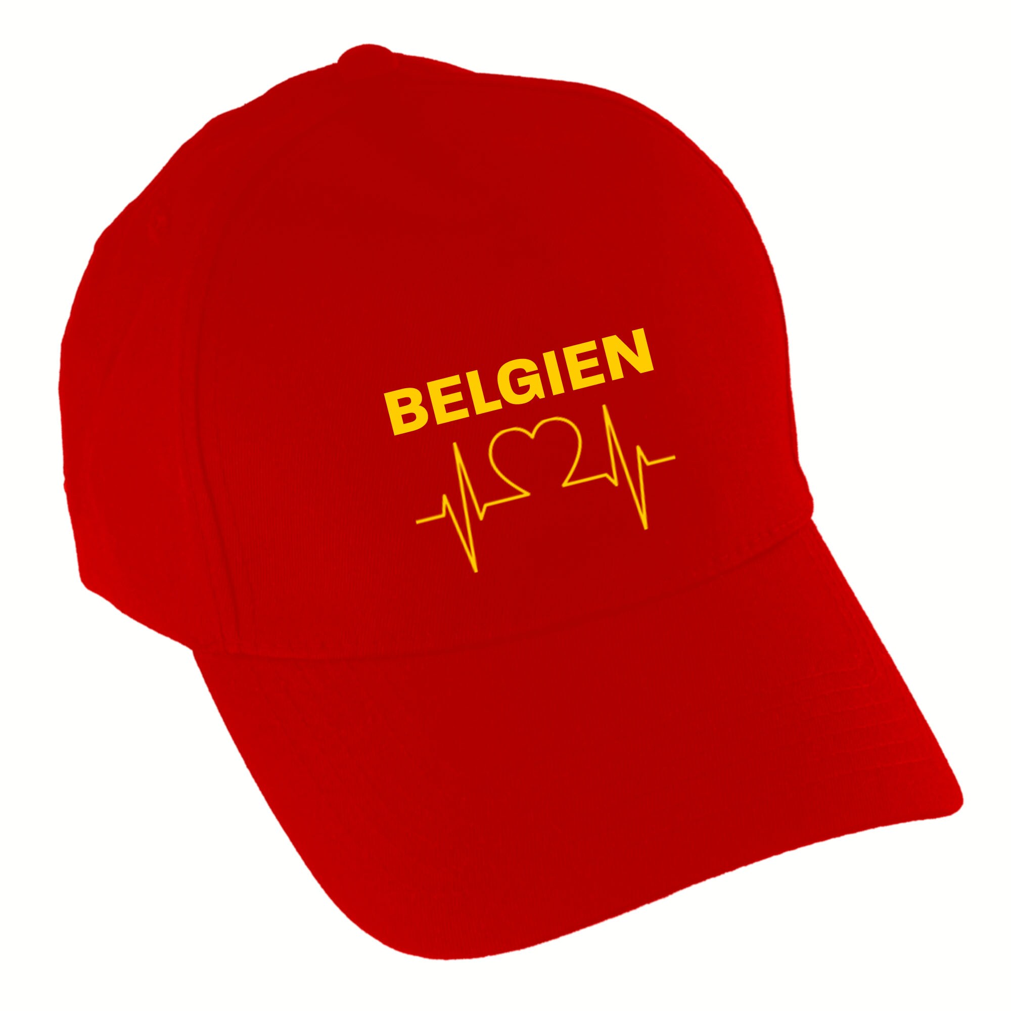 multifanshop Baseballcap - Belgien - Herzschlag - Druck gelb - M&uuml;tze - Bild 1