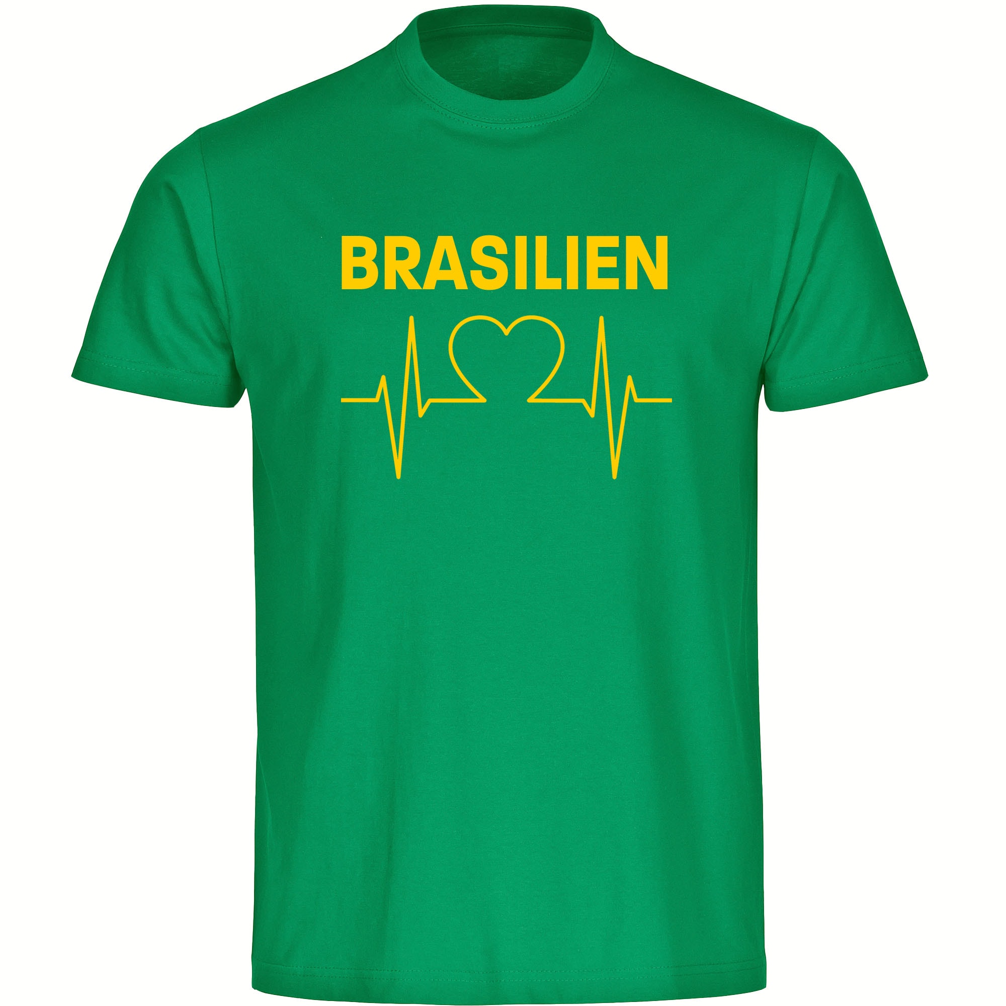 multifanshop Herren T-Shirt - Brasilien - Herzschlag - Druck gelb - M&auml;nner - Bild 1