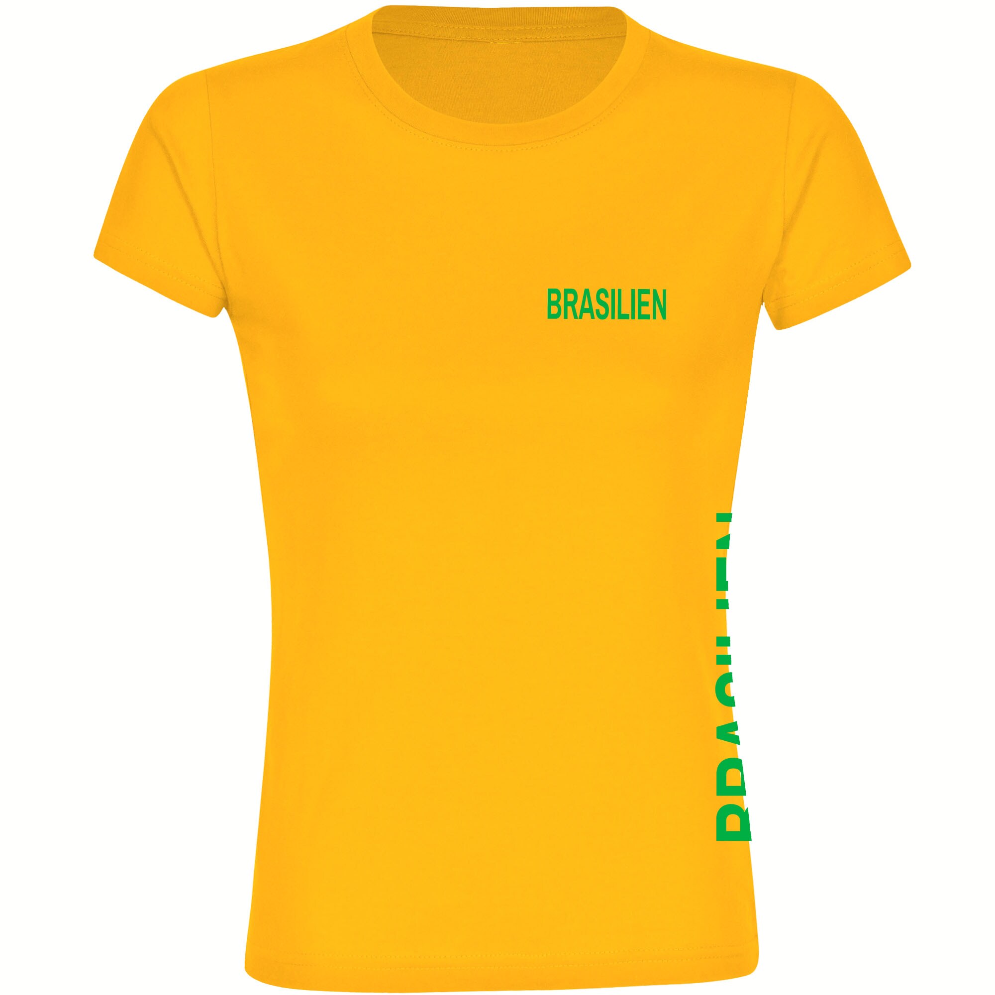 multifanshop Damen T-Shirt - Brasilien - Brust & Seite - Druck gr&uuml;n - Frauen - Bild 1