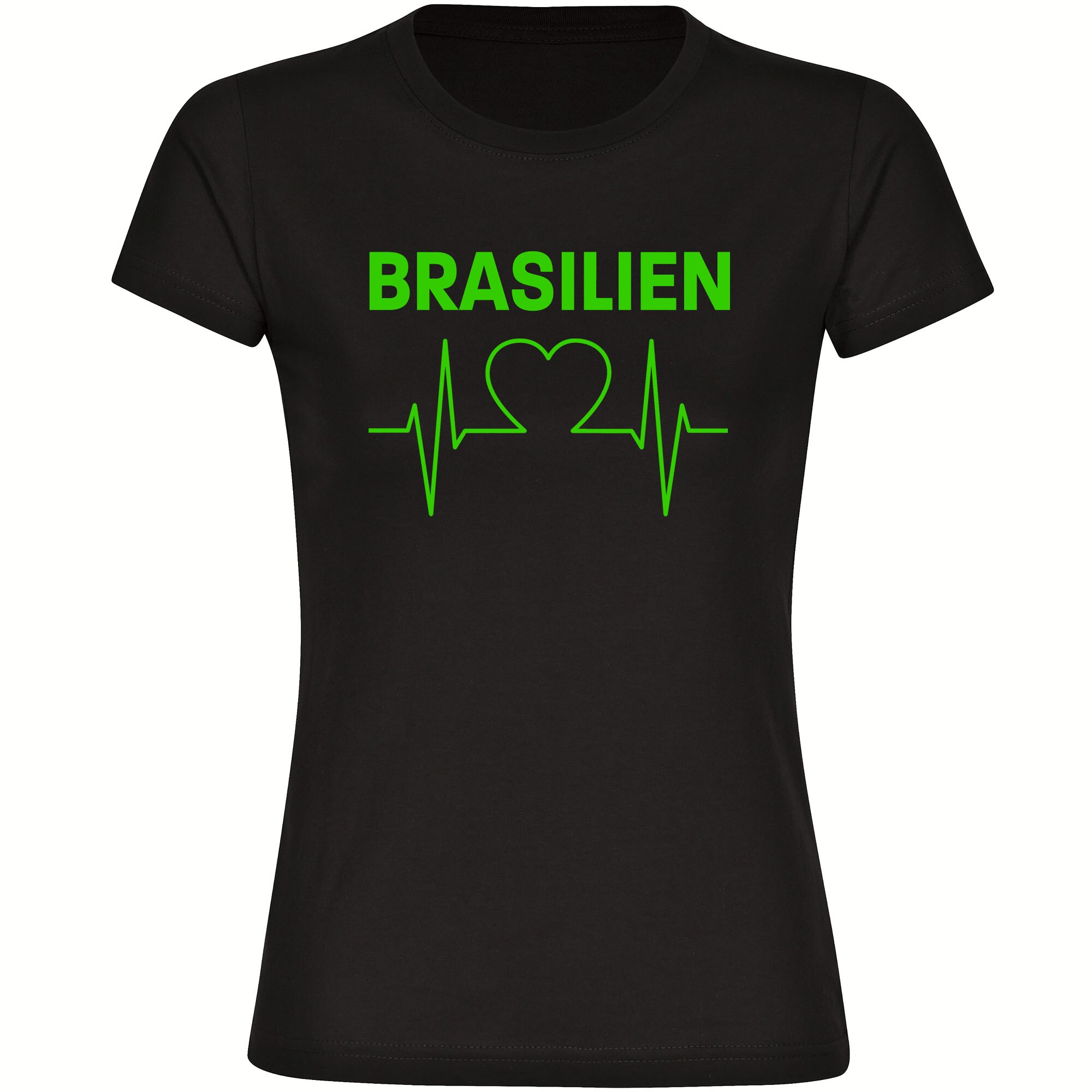 multifanshop Damen T-Shirt - Brasilien - Herzschlag - Druck gelb - Frauen - Bild 1
