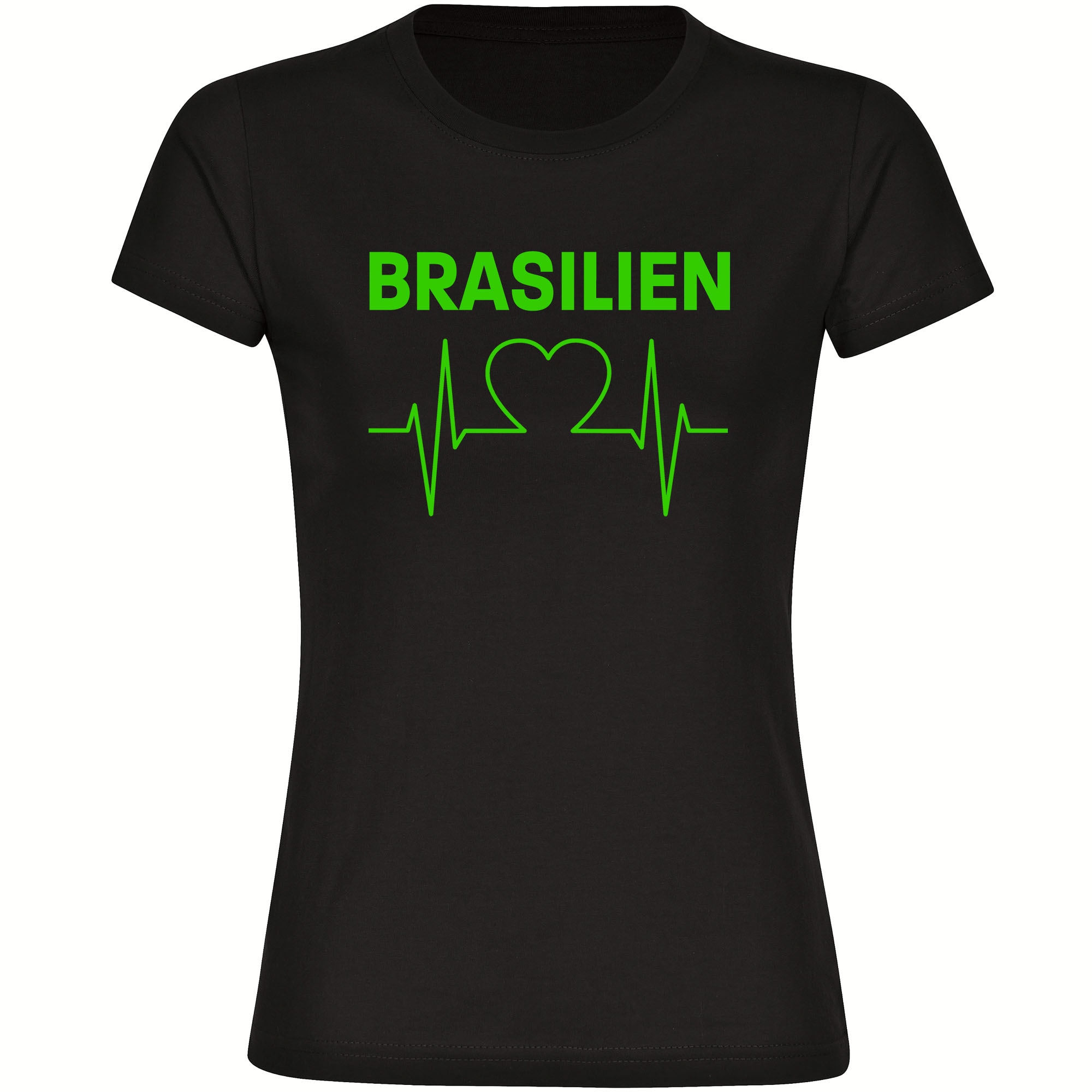 multifanshop Damen T-Shirt - Brasilien - Herzschlag - Druck gelb - Frauen - Bild 1