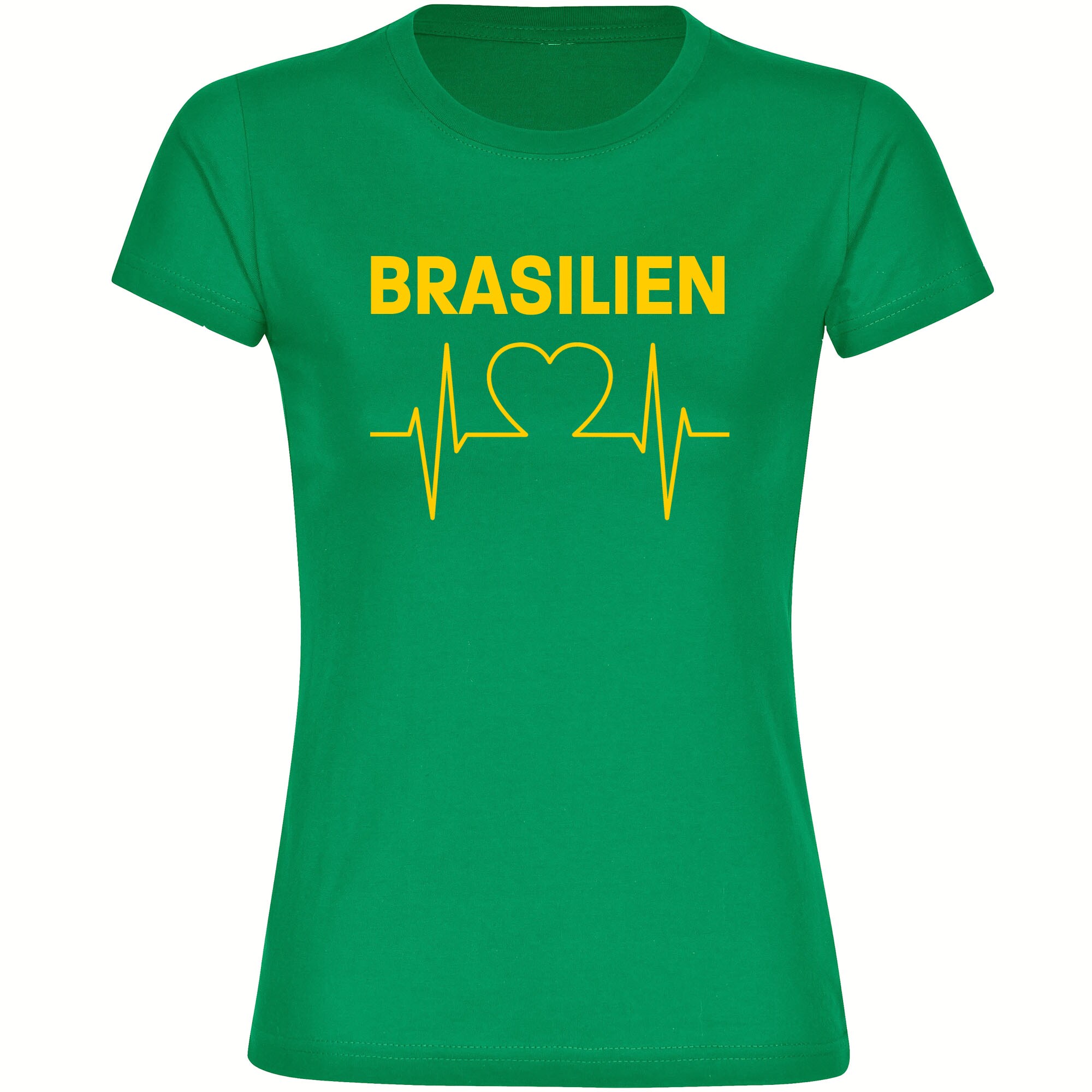 multifanshop Damen T-Shirt - Brasilien - Herzschlag - Druck gelb - Frauen - Bild 1