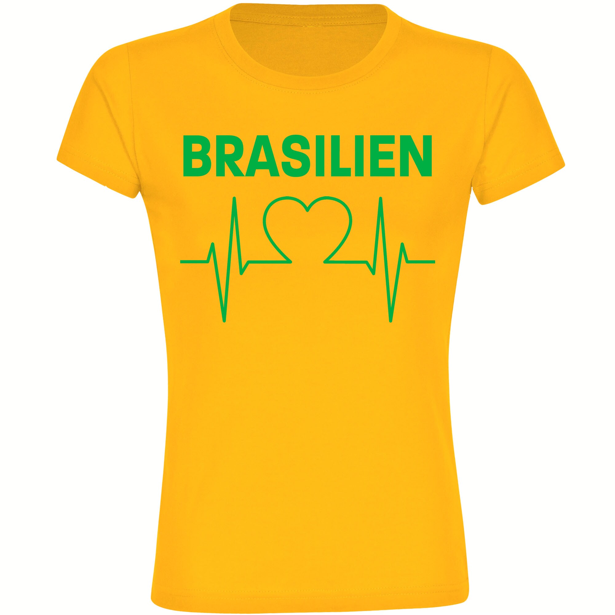 multifanshop Damen T-Shirt - Brasilien - Herzschlag - Druck gr&uuml;n - Frauen - Bild 1