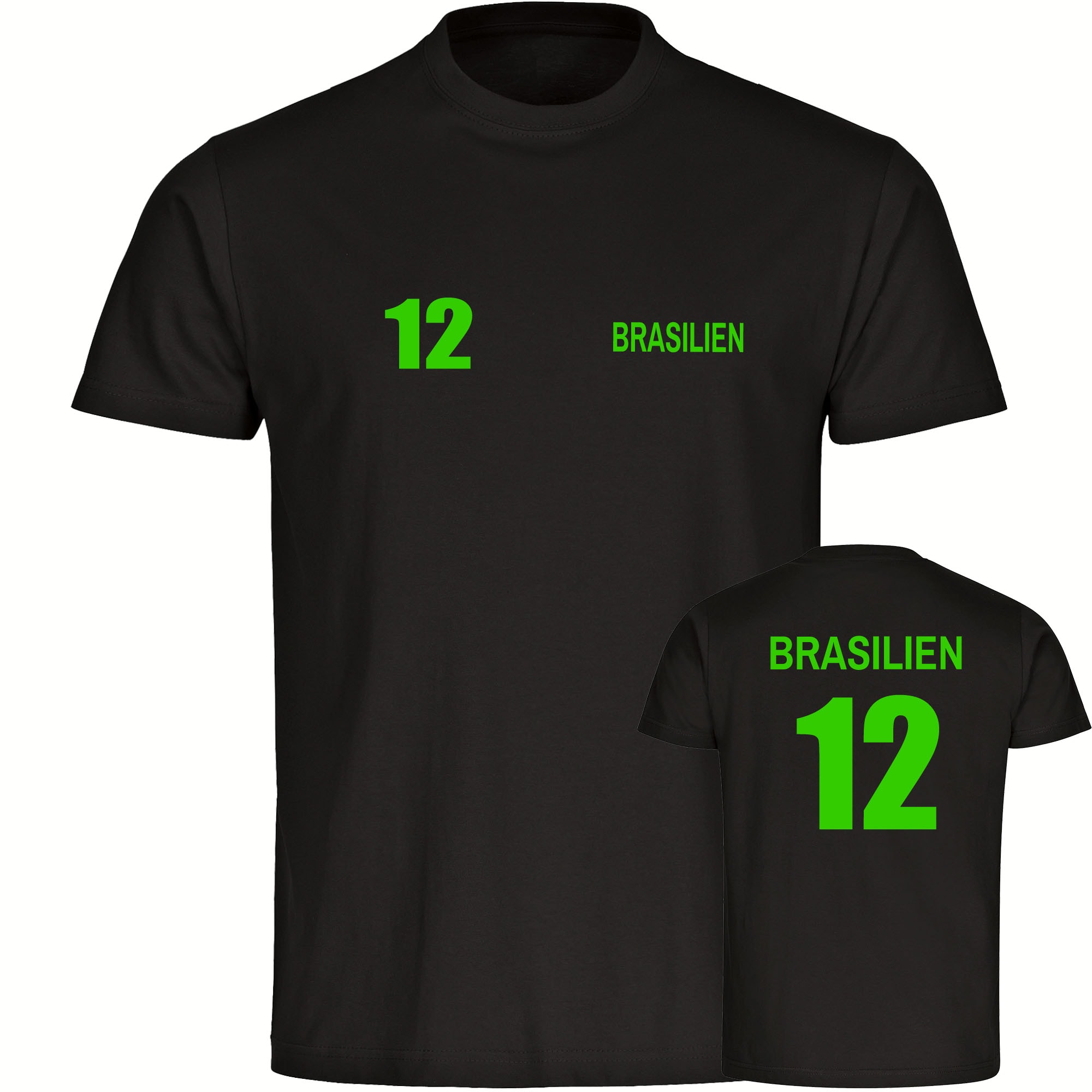 multifanshop Kinder T-Shirt - Brasilien - Trikot Nummer 12 - Druck gelb - Kind - Bild 1