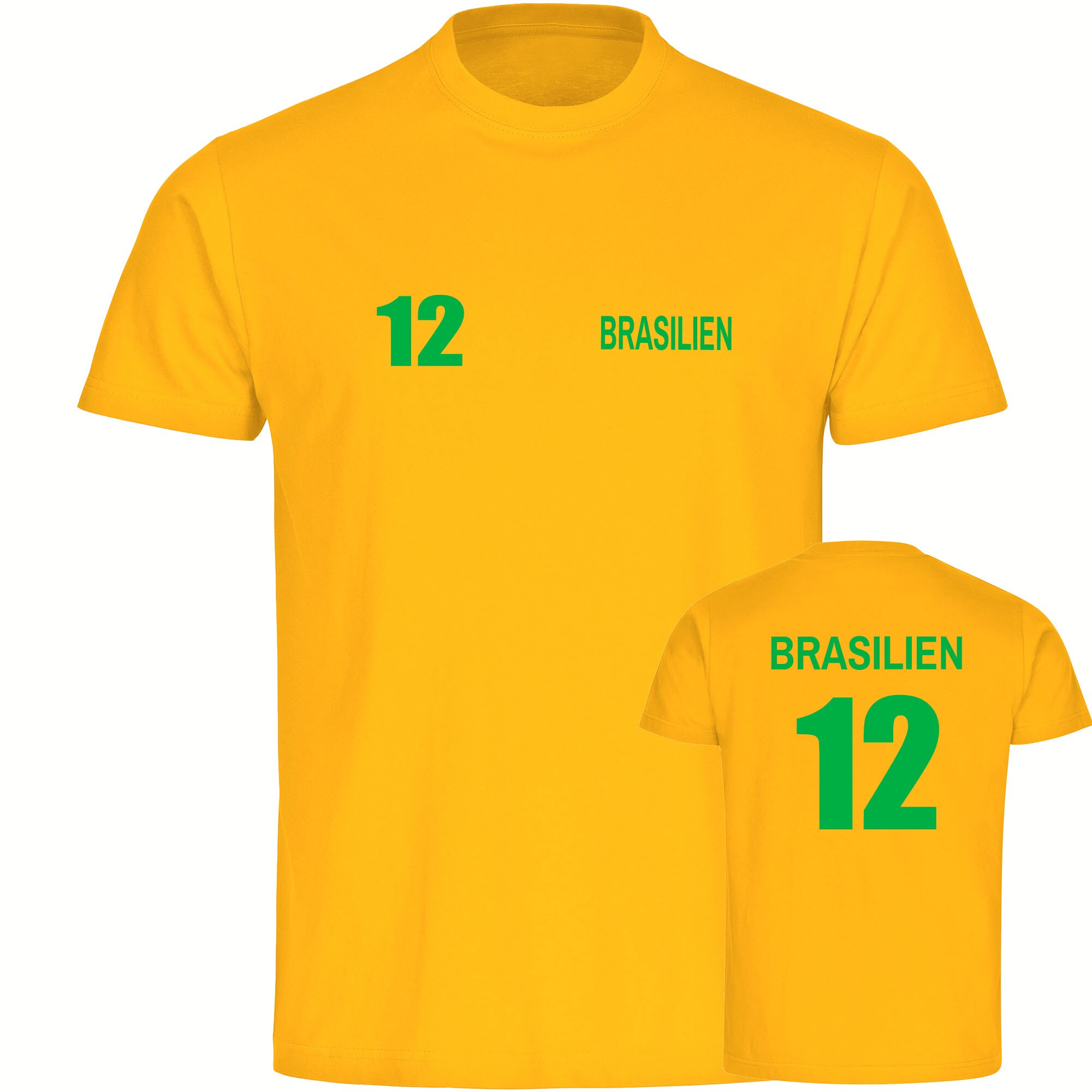 multifanshop Kinder T-Shirt - Brasilien - Trikot Nummer 12 - Druck gr&uuml;n - Kind - Bild 1