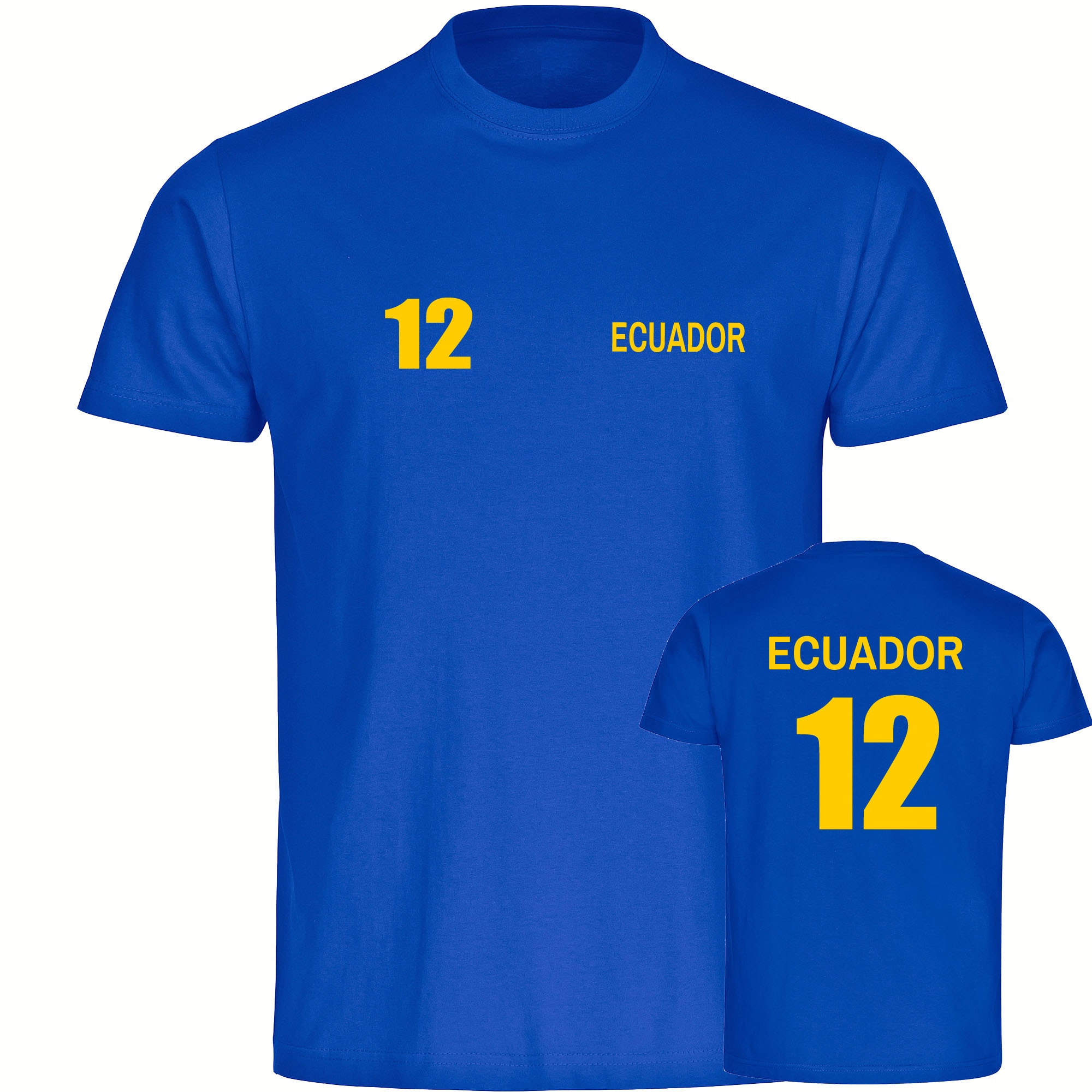 multifanshop Herren T-Shirt - Ecuador - Trikot Nummer 12 - Druck gelb - M&auml;nner - Bild 1