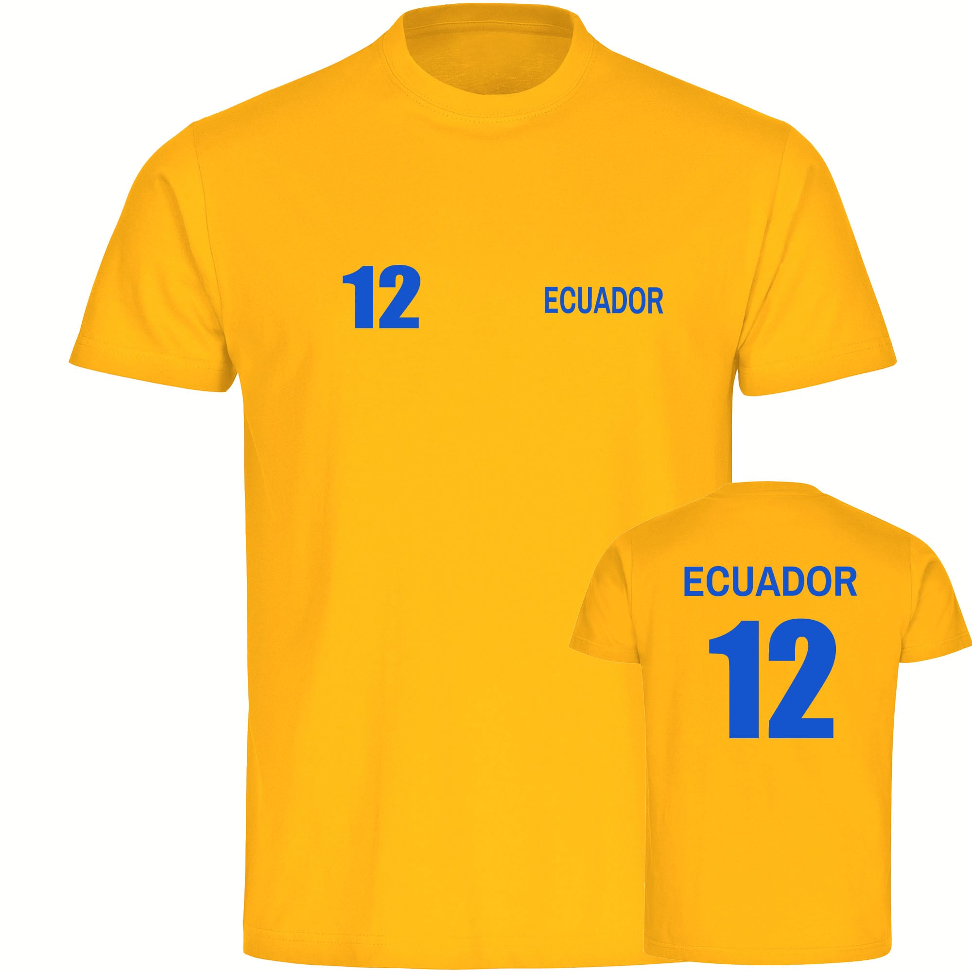 multifanshop Kinder T-Shirt - Ecuador - Trikot Nummer 12 - Druck blau - Kind - Bild 1