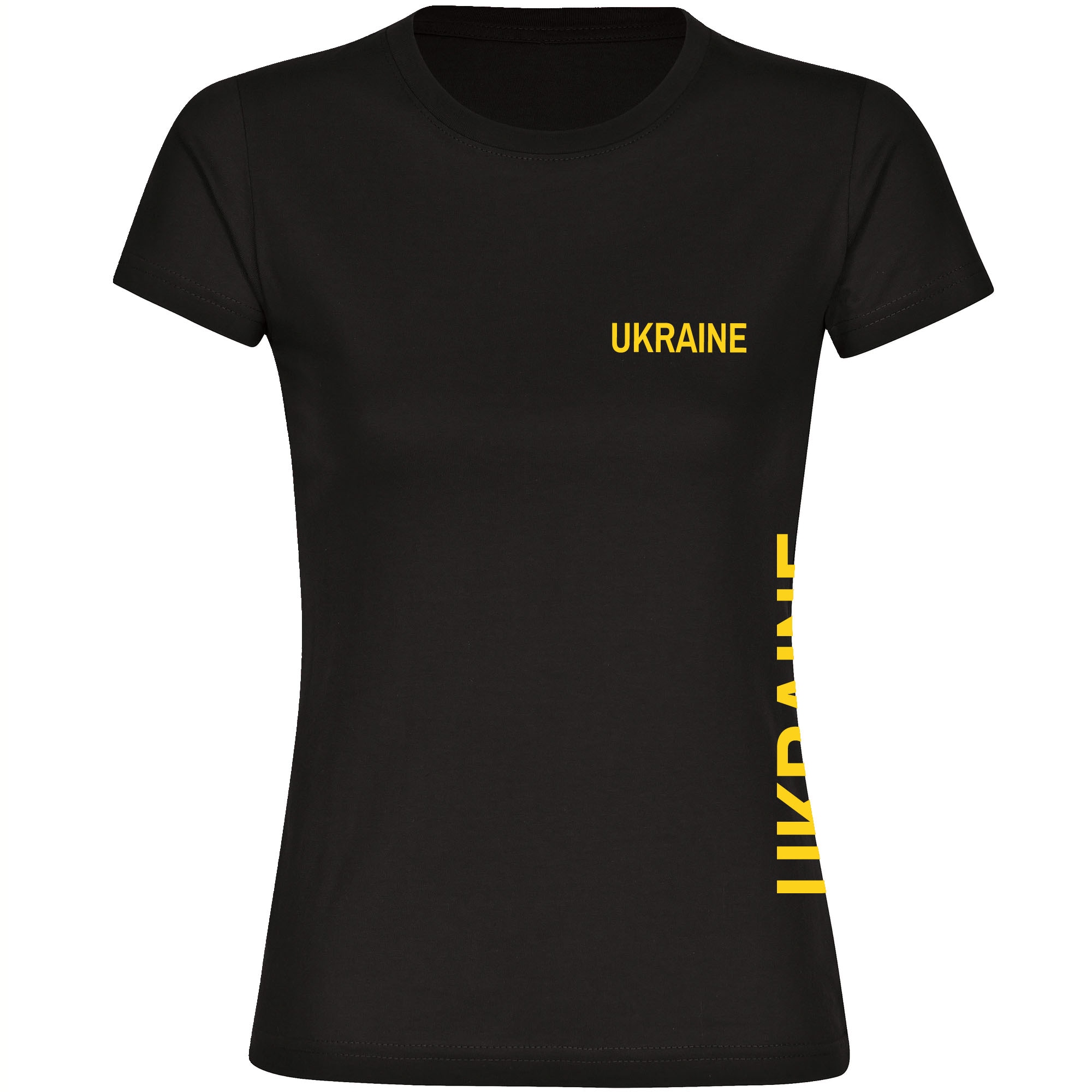 multifanshop Damen T-Shirt - Ukraine - Brust & Seite - Druck gelb - Frauen - Bild 1