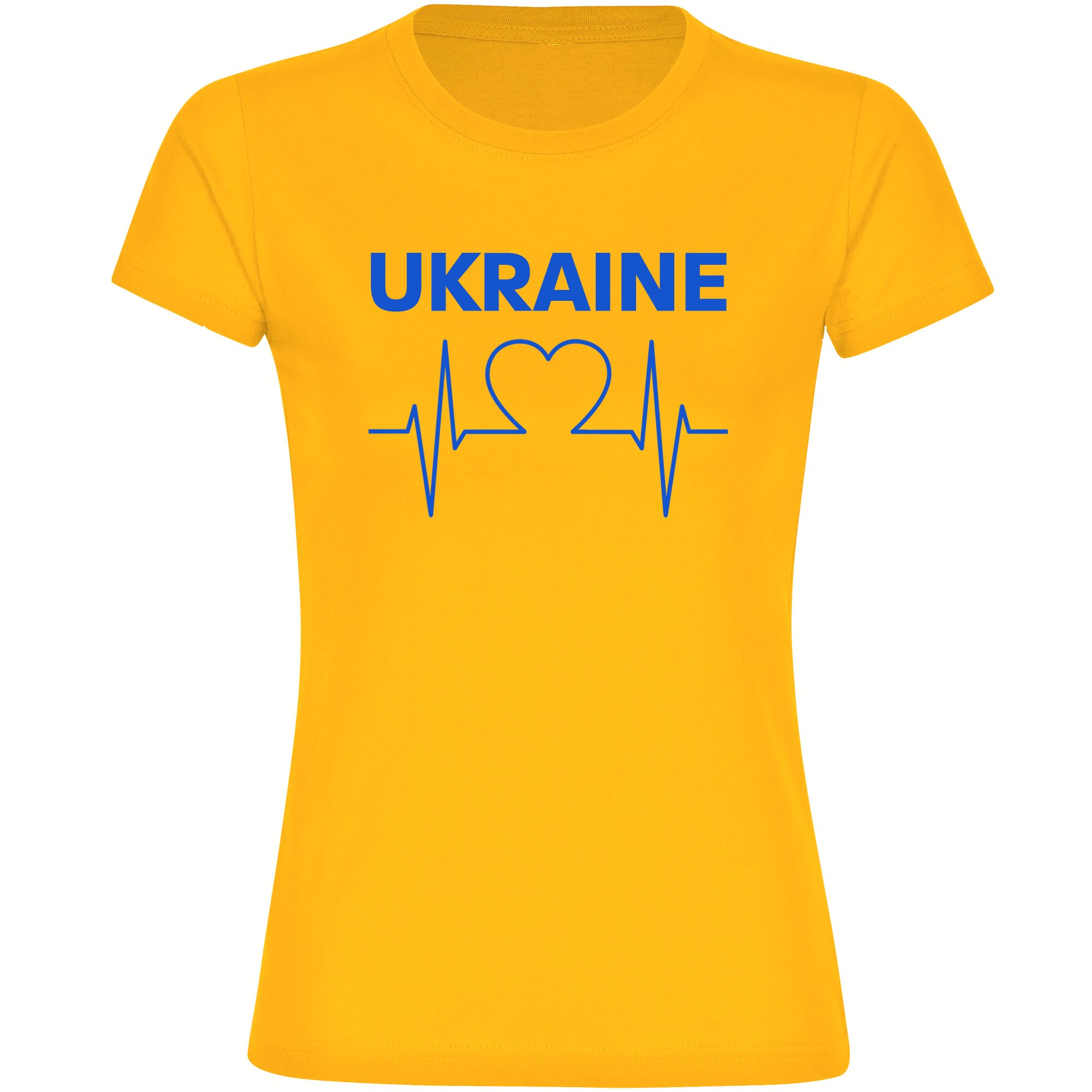 multifanshop Damen T-Shirt - Ukraine - Herzschlag - Druck blau - Frauen - Bild 1