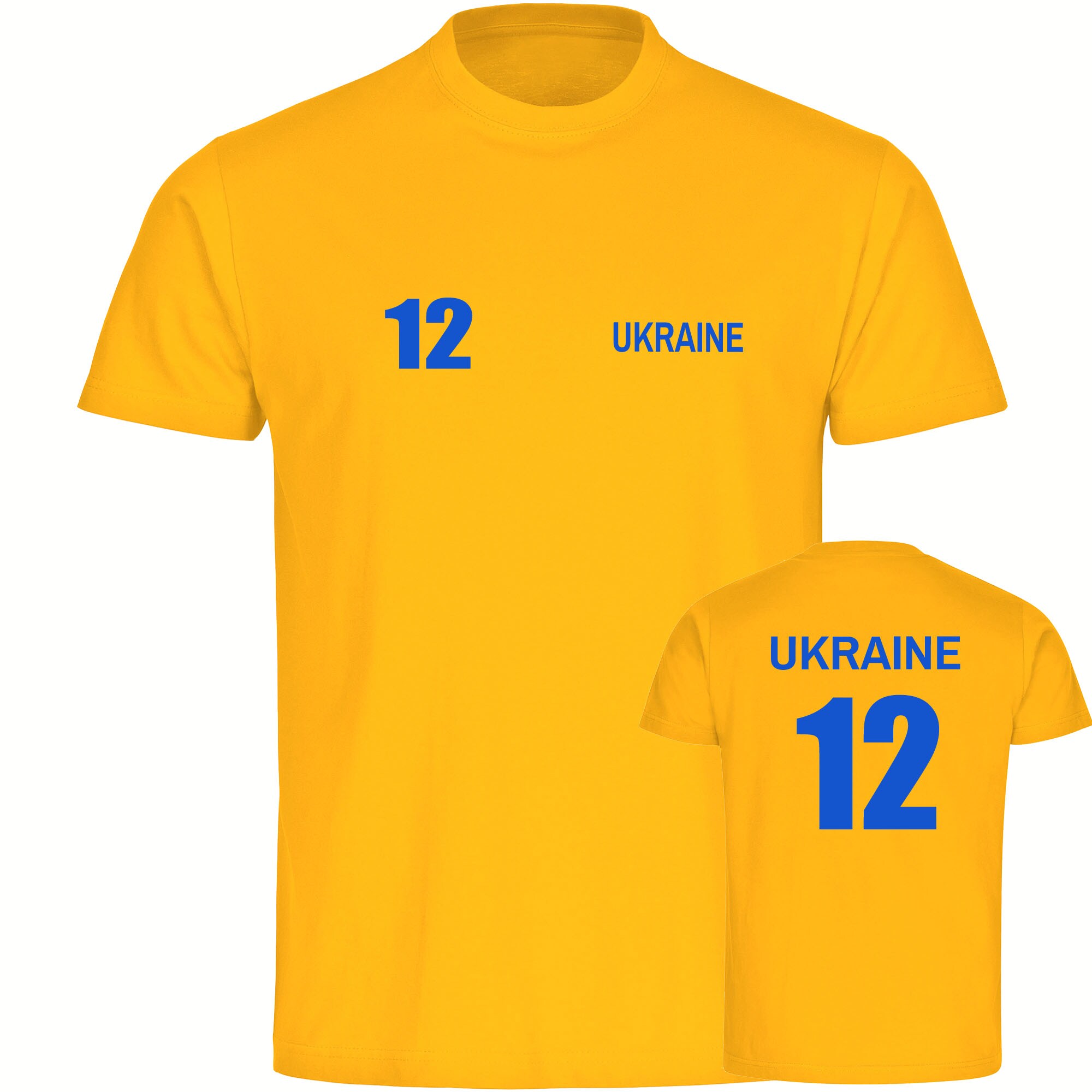 multifanshop Kinder T-Shirt - Ukraine - Trikot Nummer 12 - Druck blau - Kind - Bild 1