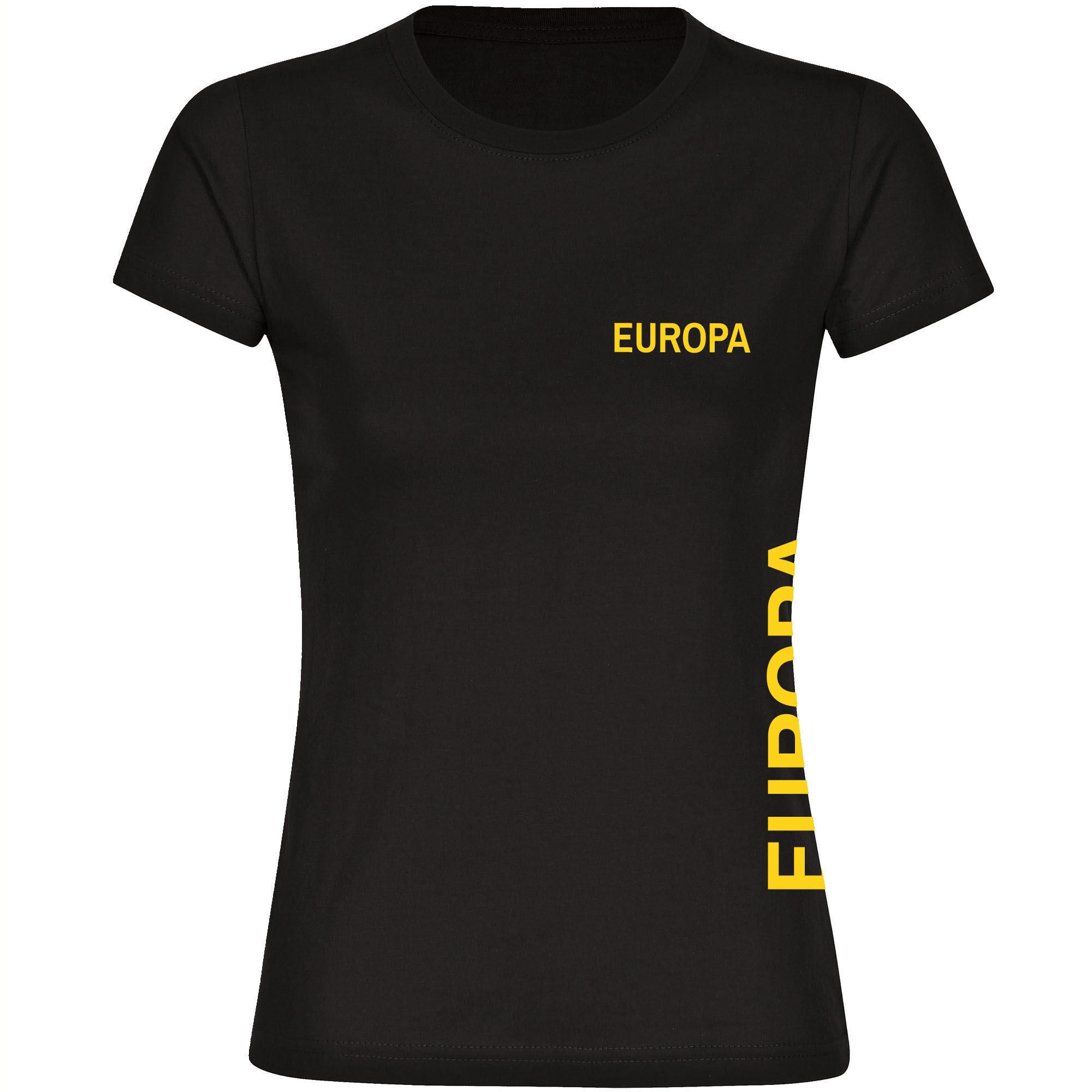 multifanshop Damen T-Shirt - Europa - Brust & Seite - Druck gelb - Frauen - Bild 1