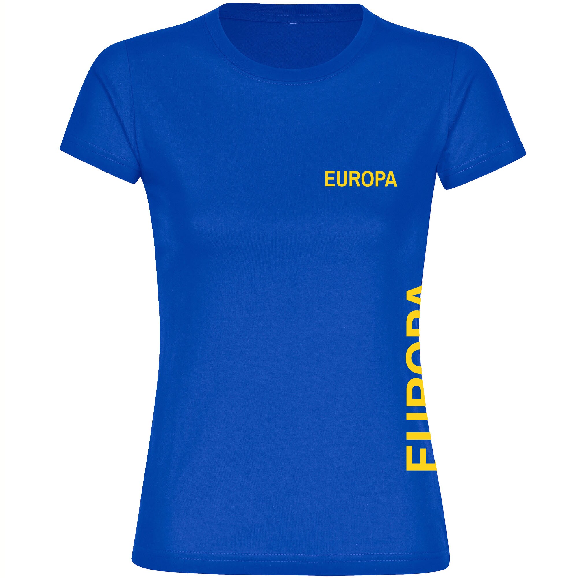 multifanshop Damen T-Shirt - Europa - Brust & Seite - Druck gelb - Frauen - Bild 1
