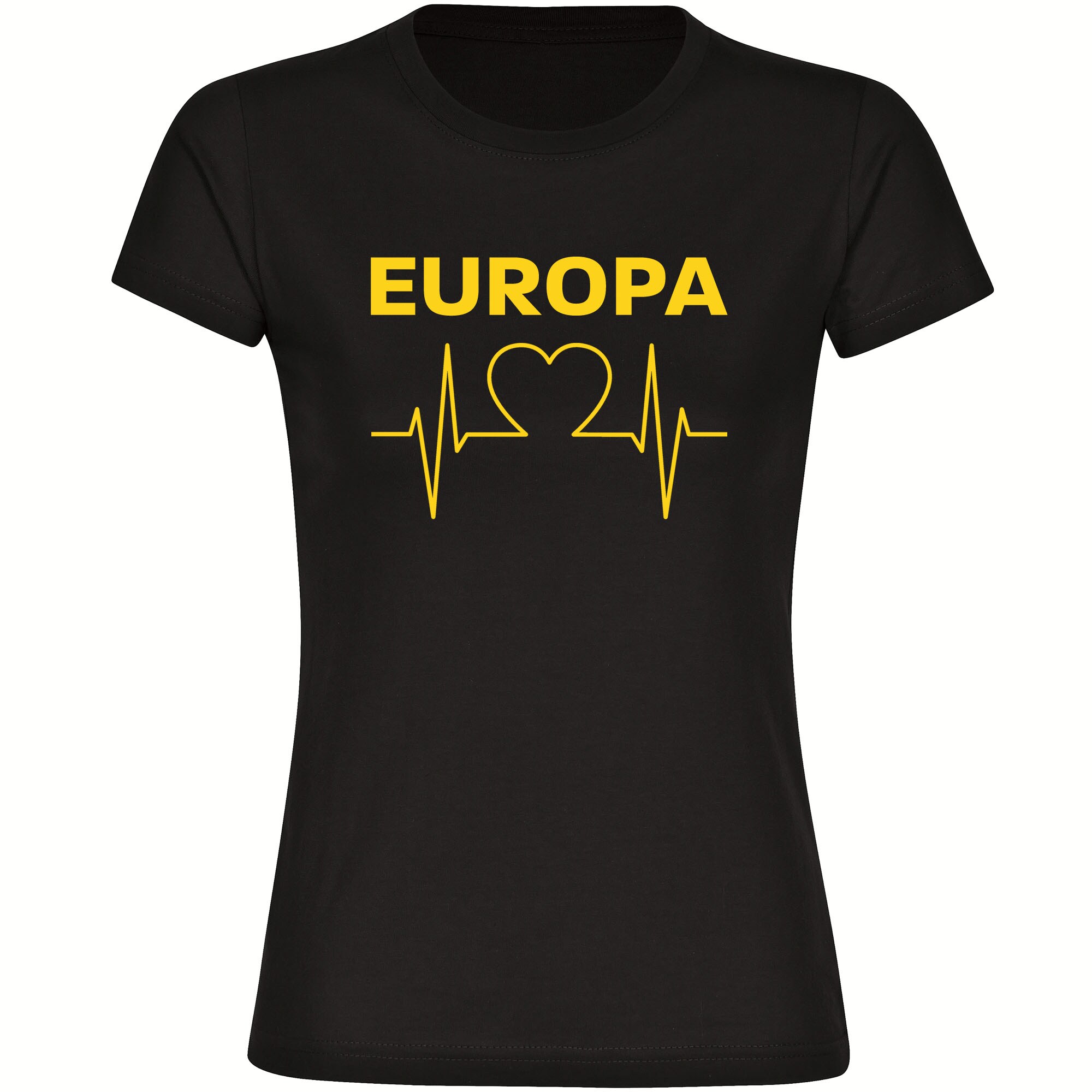 multifanshop Damen T-Shirt - Europa - Herzschlag - Druck gelb - Frauen - Bild 1