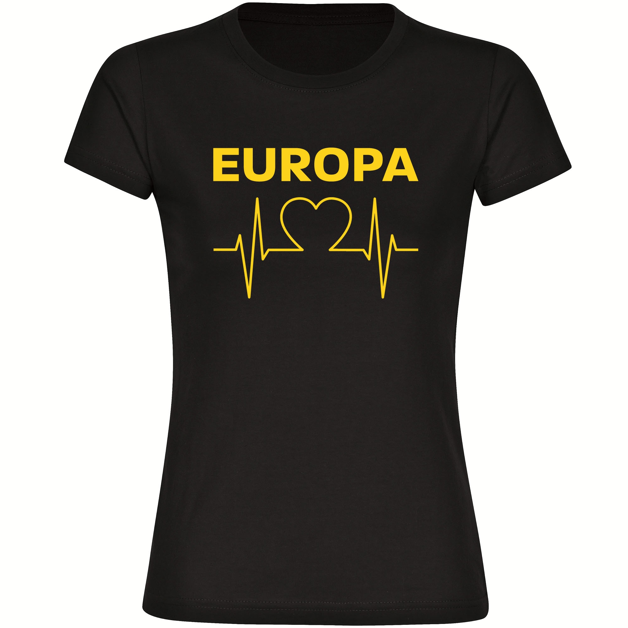 multifanshop Damen T-Shirt - Europa - Herzschlag - Druck gelb - Frauen - Bild 1