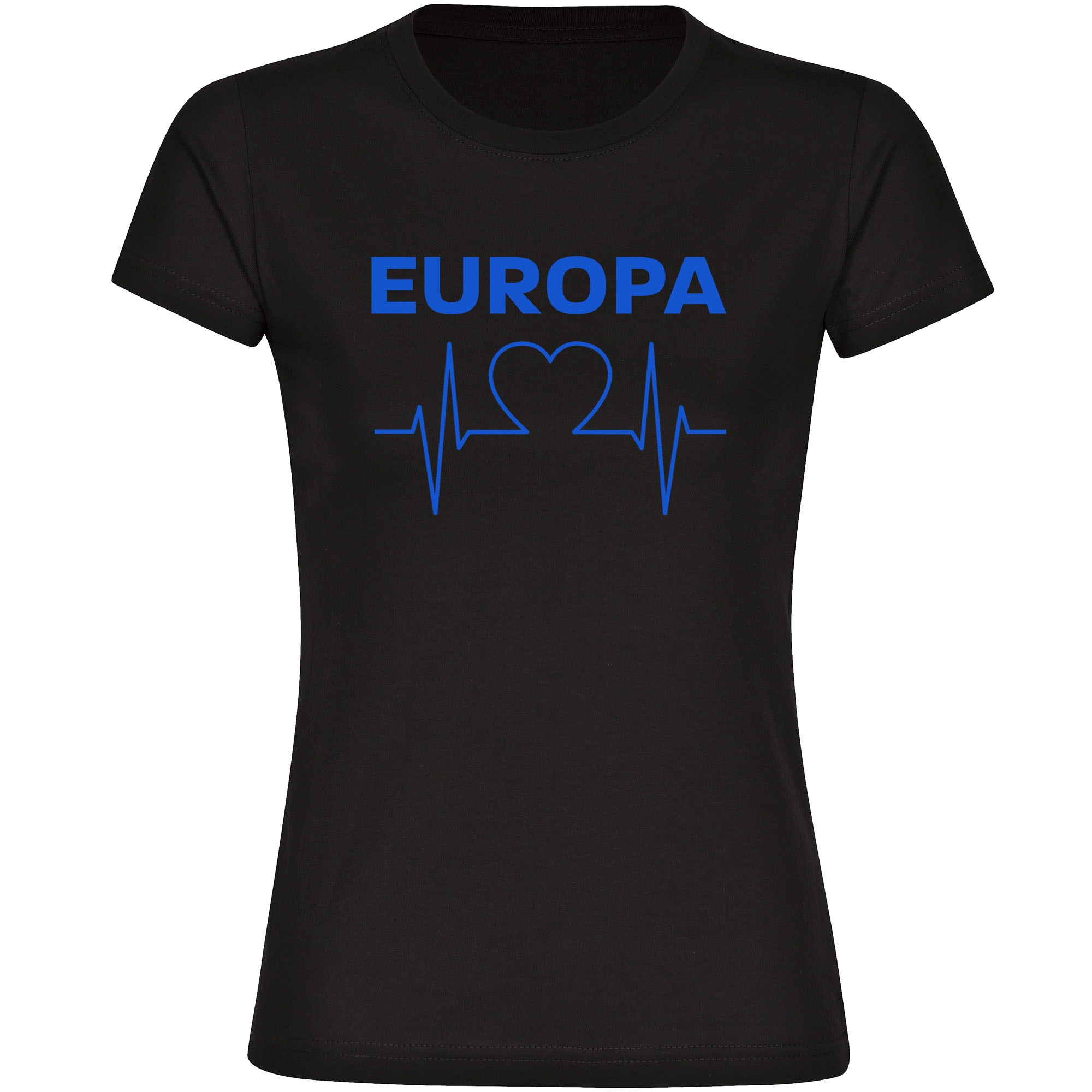 multifanshop Damen T-Shirt - Europa - Herzschlag - Druck blau - Frauen - Bild 1