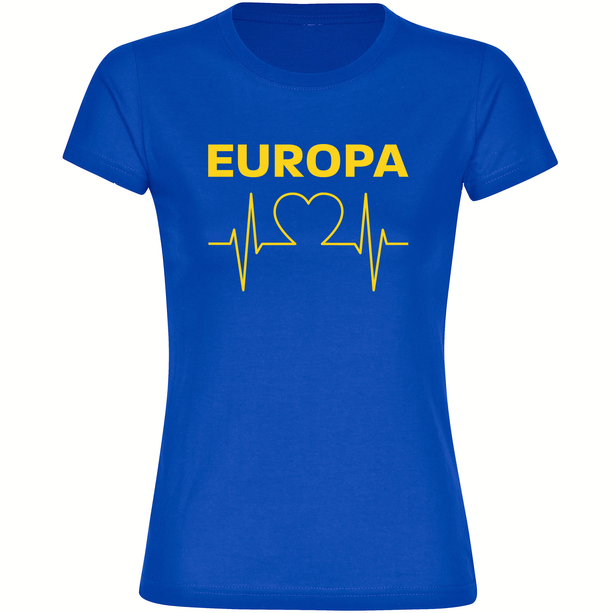 multifanshop Damen T-Shirt - Europa - Herzschlag - Druck gelb - Frauen - Bild 1