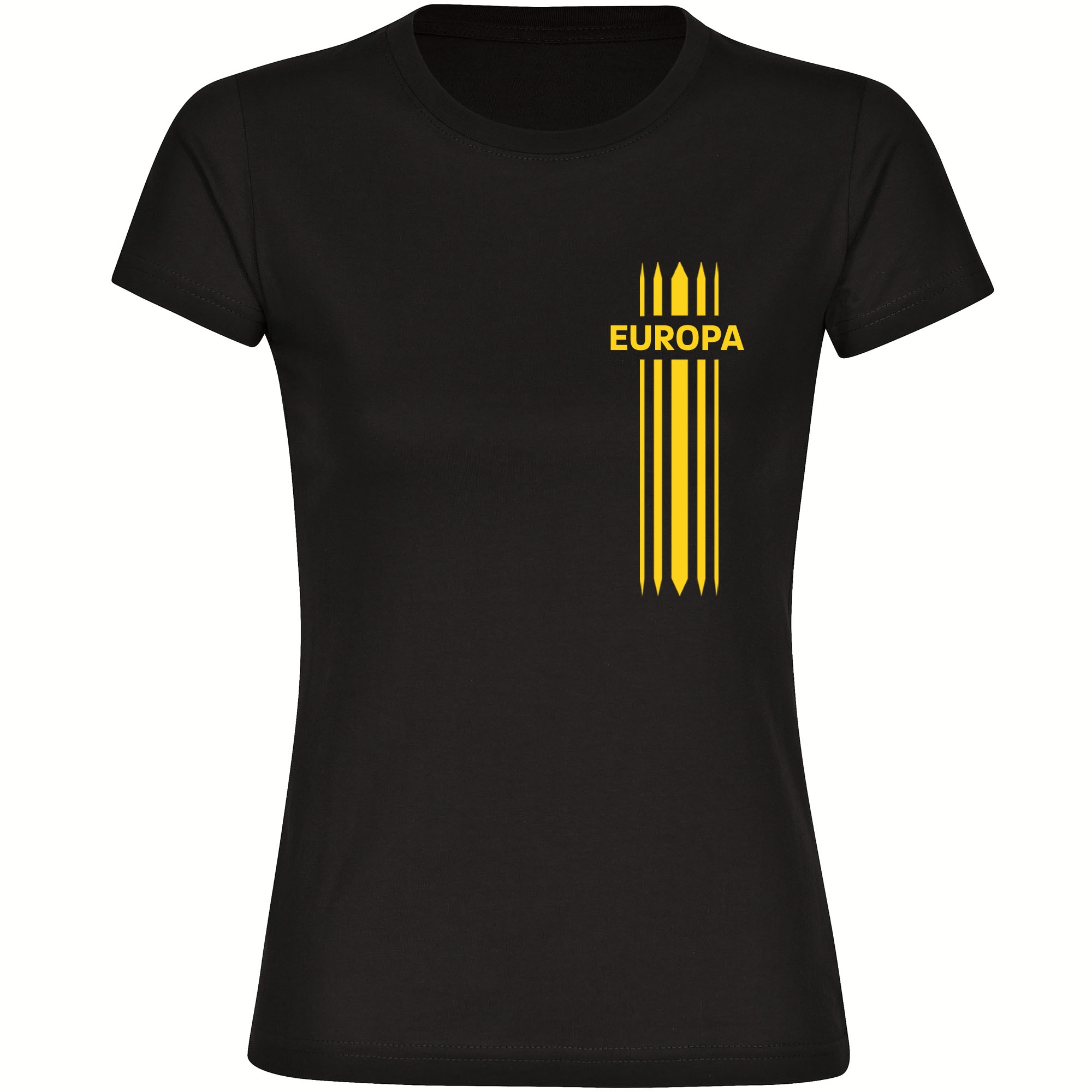 multifanshop Damen T-Shirt - Europa - Streifen - Druck gelb - Frauen - Bild 1