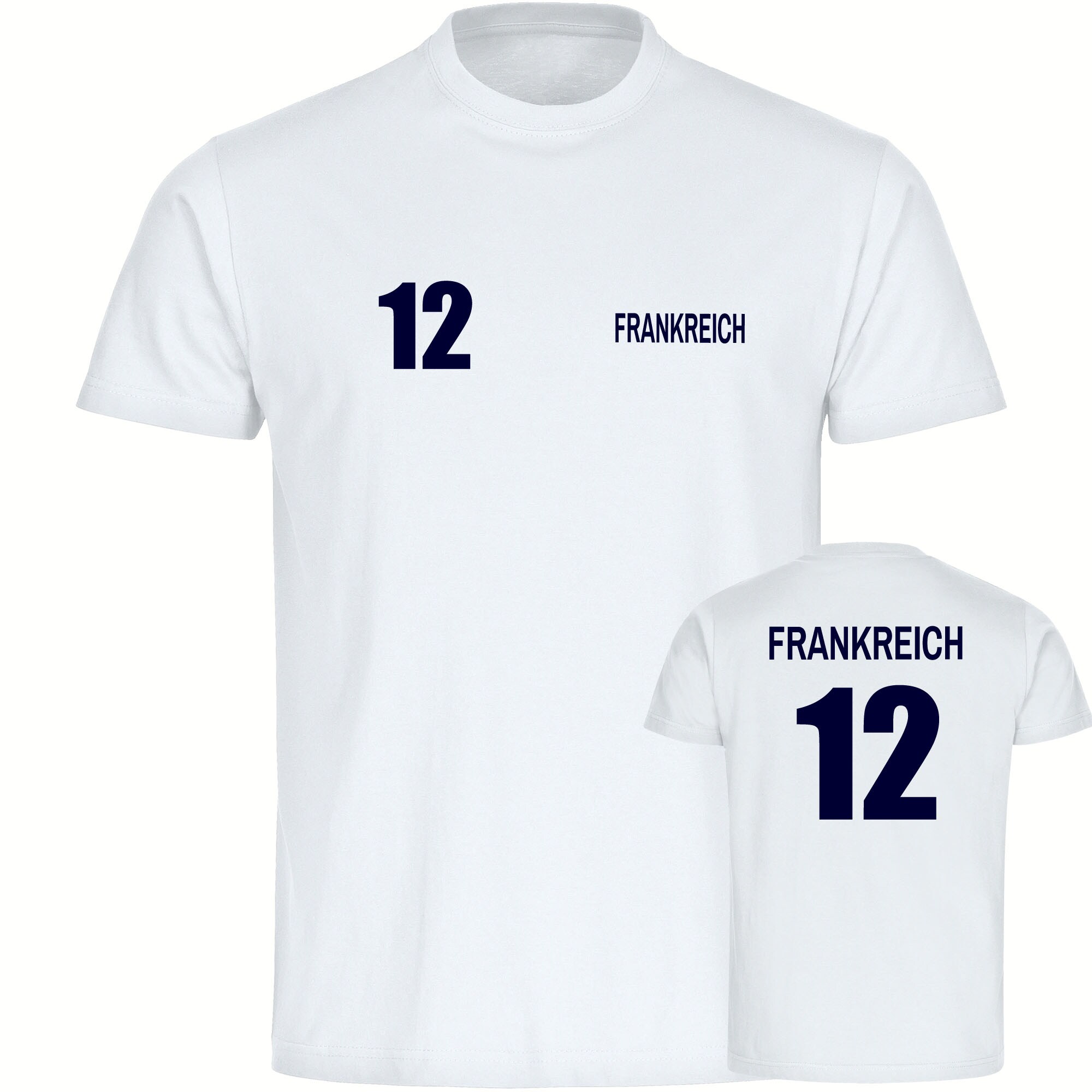 multifanshop Herren T-Shirt - Frankreich - Trikot Nummer 12 - Druck navi - M&auml;nner - Bild 1