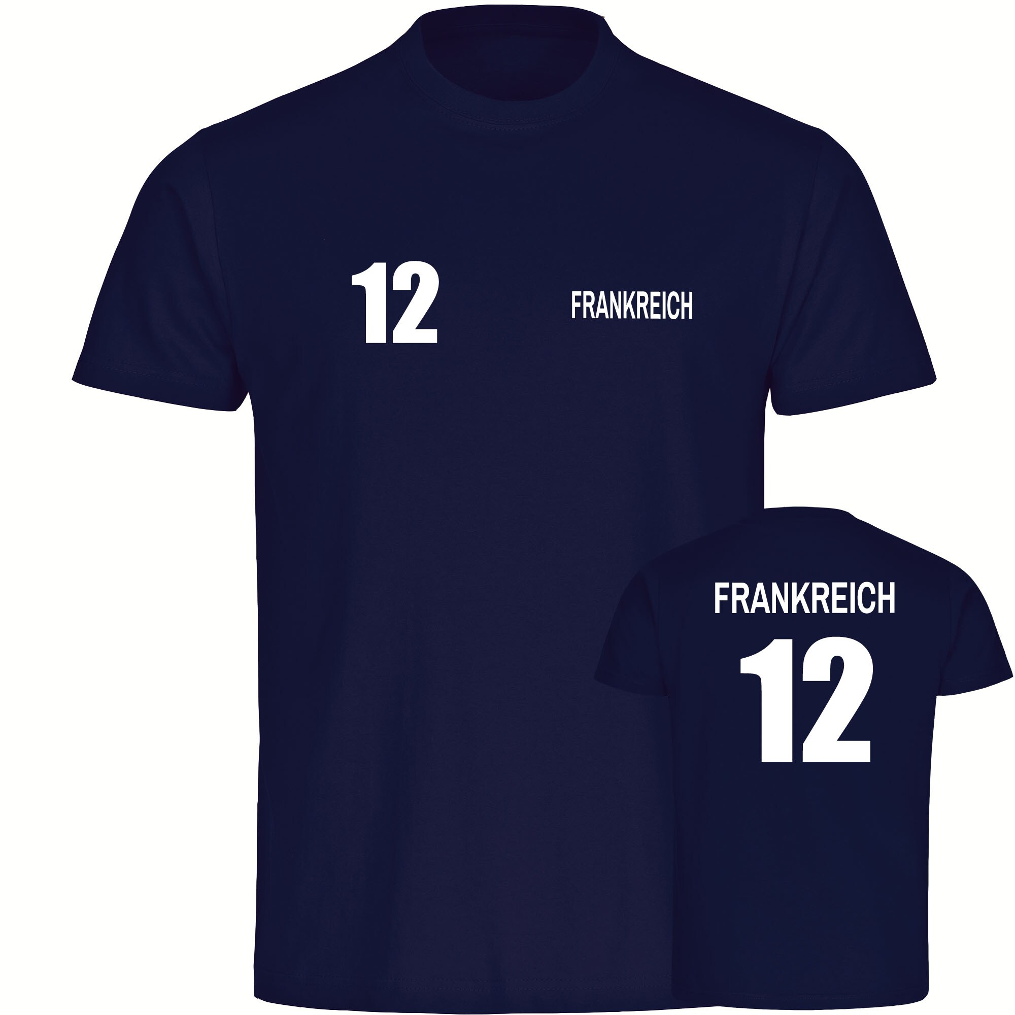 multifanshop Herren T-Shirt - Frankreich - Trikot Nummer 12 - Druck wei&szlig; - M&auml;nner - Bild 1