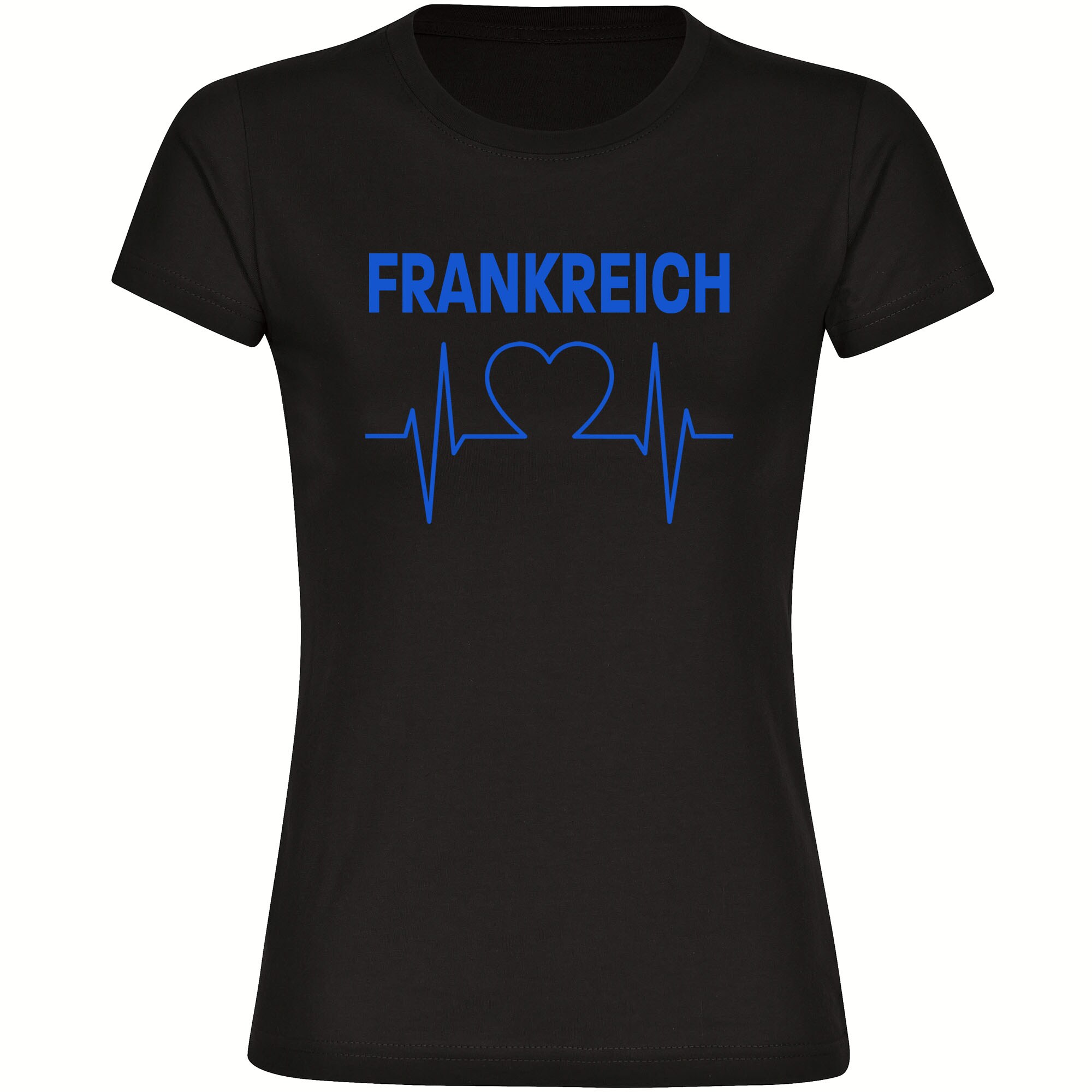 multifanshop Damen T-Shirt - Frankreich - Herzschlag - Druck blau - Frauen - Bild 1