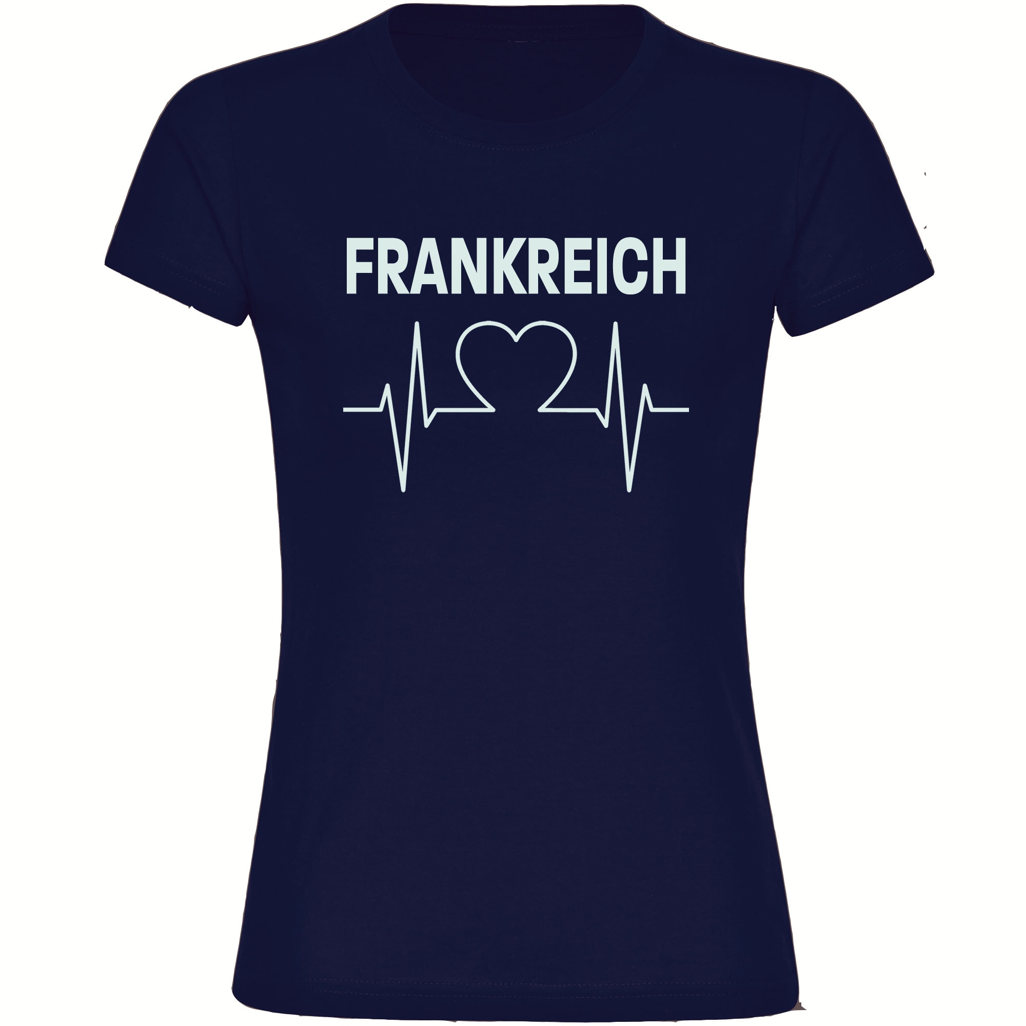 multifanshop Damen T-Shirt - Frankreich - Herzschlag - Druck wei&szlig; - Frauen - Bild 1