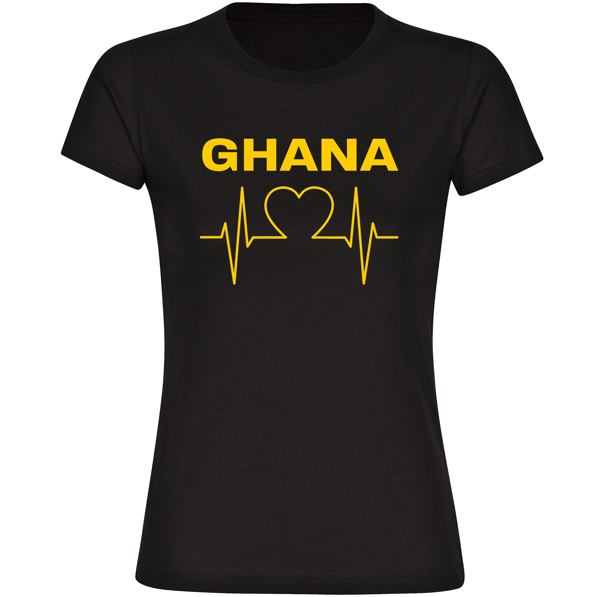 multifanshop Damen T-Shirt - Ghana - Herzschlag - Druck gelb - Frauen - Bild 1