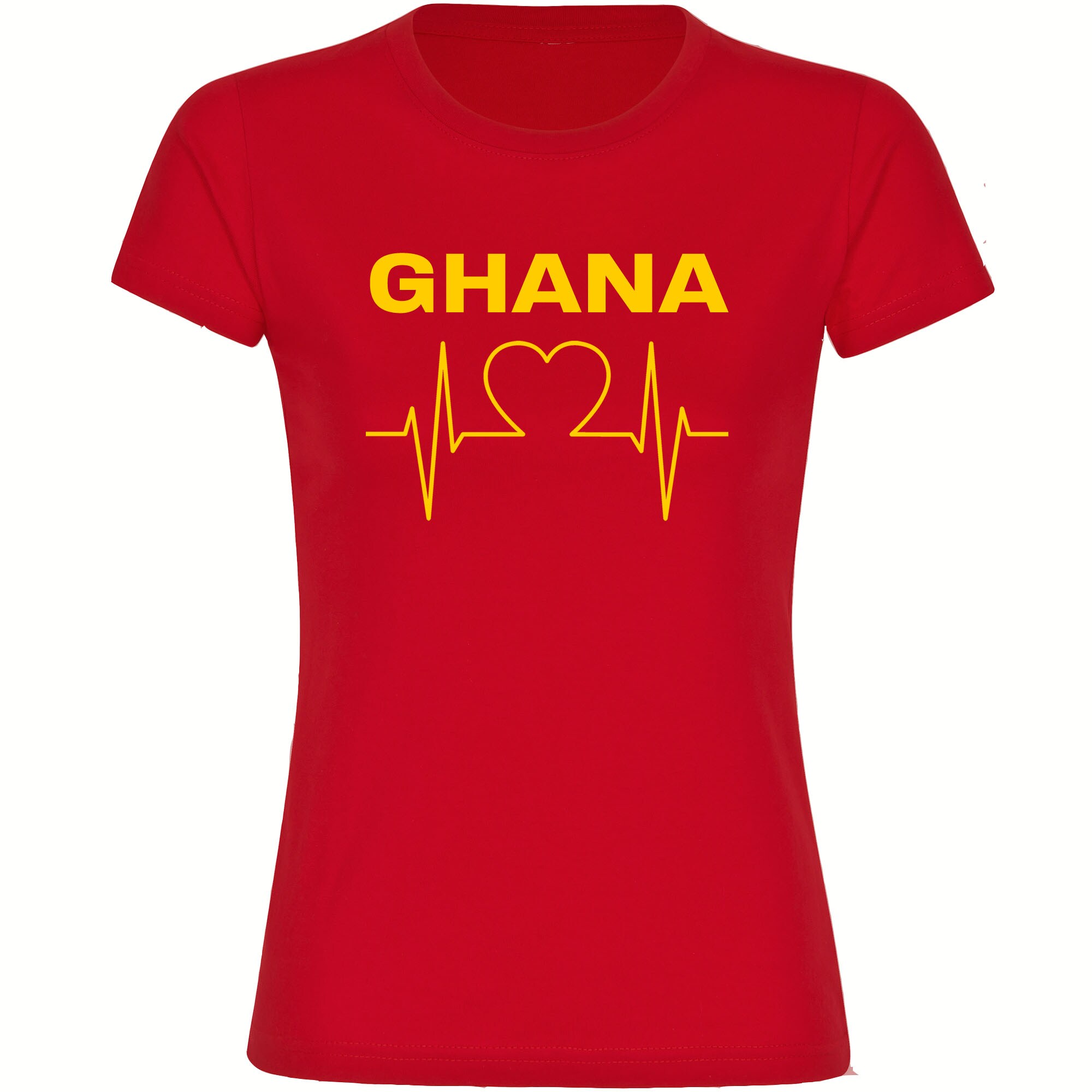 multifanshop Damen T-Shirt - Ghana - Herzschlag - Druck gelb - Frauen - Bild 1