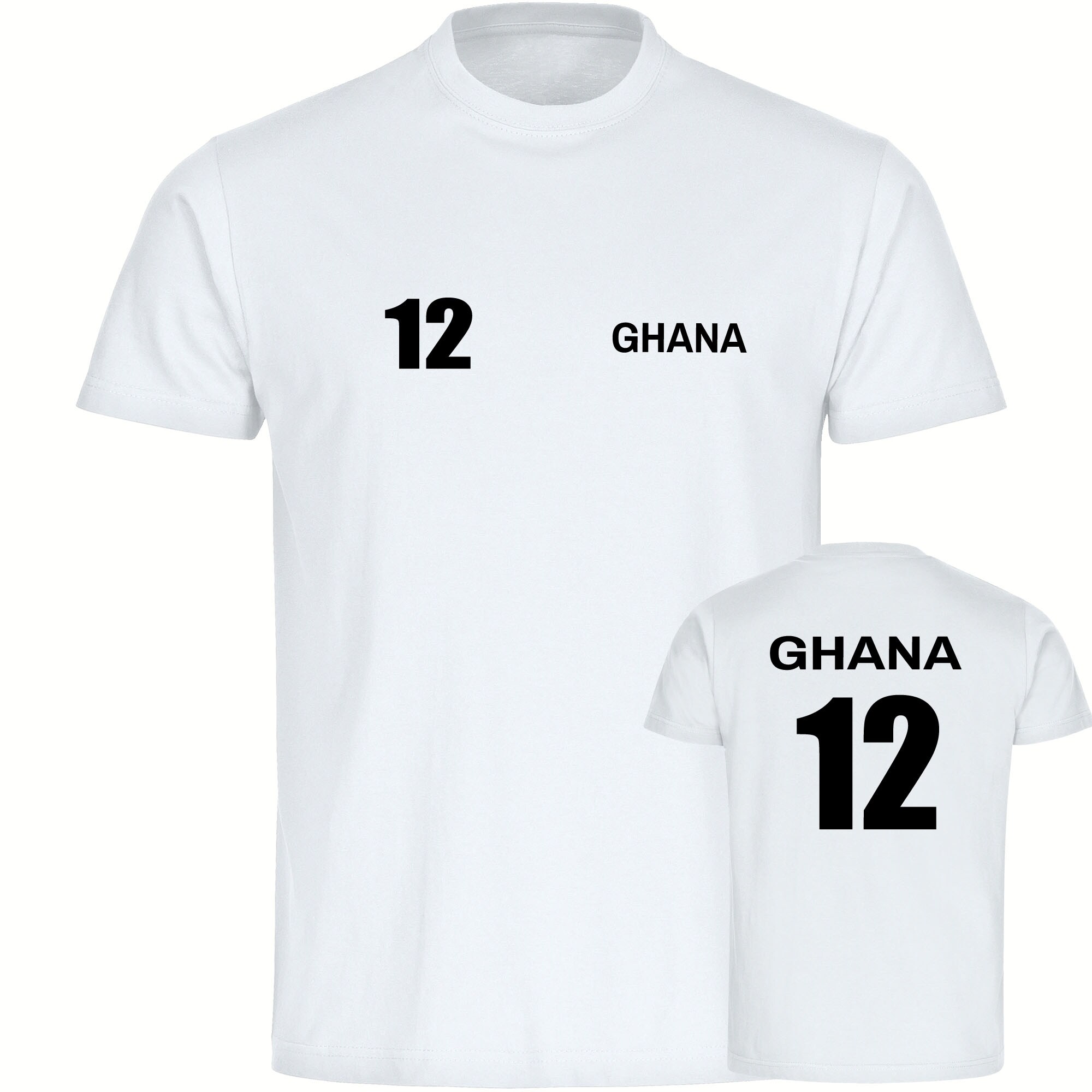 multifanshop Kinder T-Shirt - Ghana - Trikot Nummer 12 - Druck schwarz - Kind - Bild 1