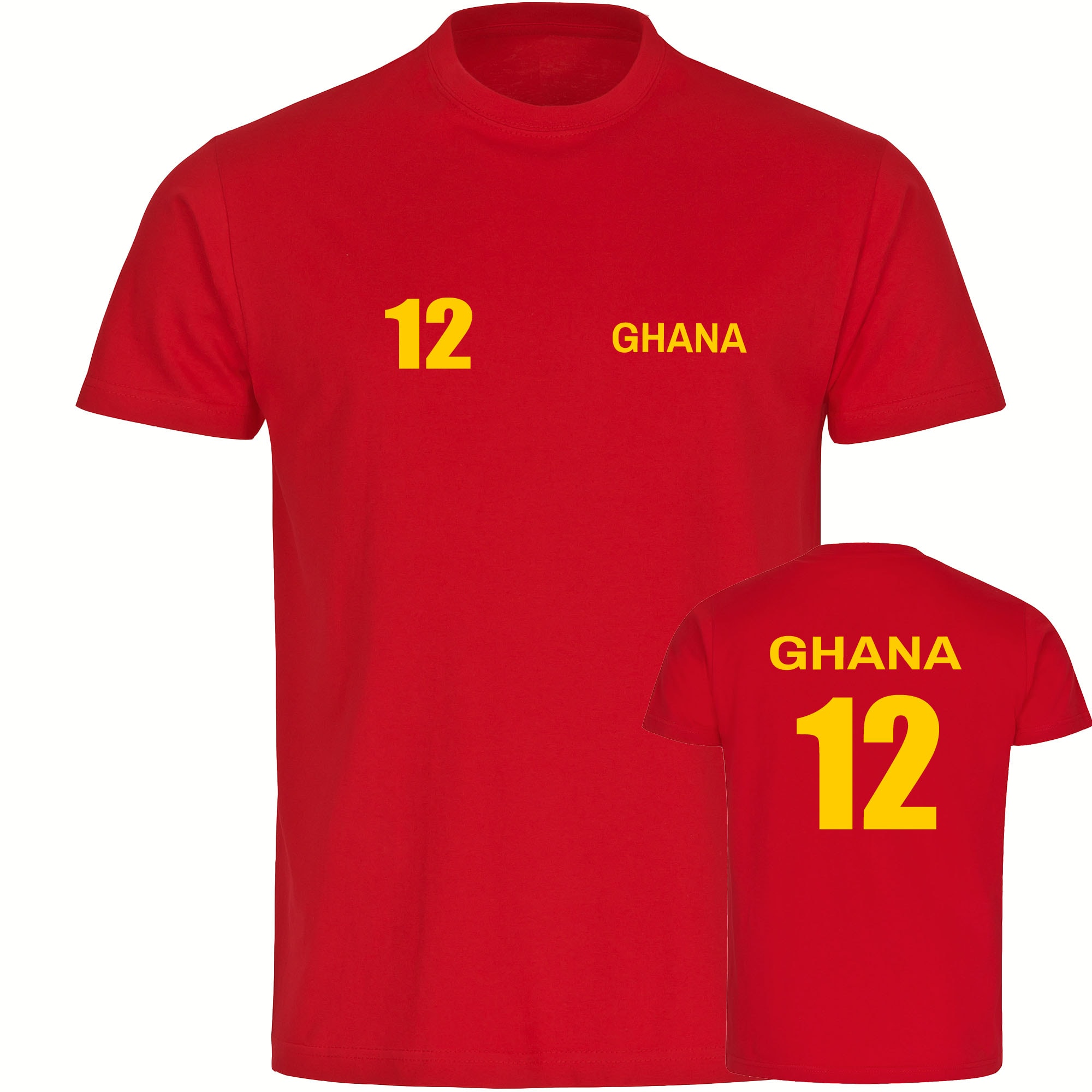 multifanshop Kinder T-Shirt - Ghana - Trikot Nummer 12 - Druck gelb - Kind - Bild 1