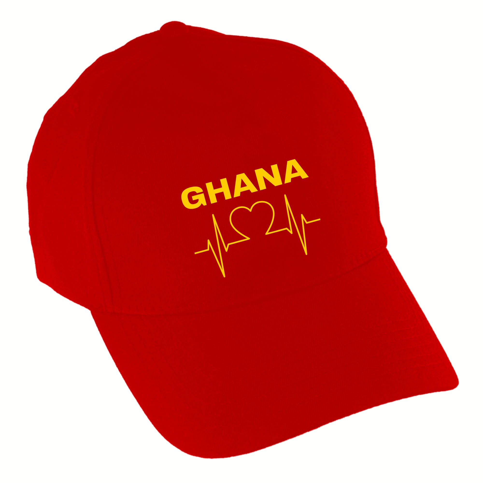 multifanshop Baseballcap - Ghana - Herzschlag - Druck gelb - M&uuml;tze - Bild 1