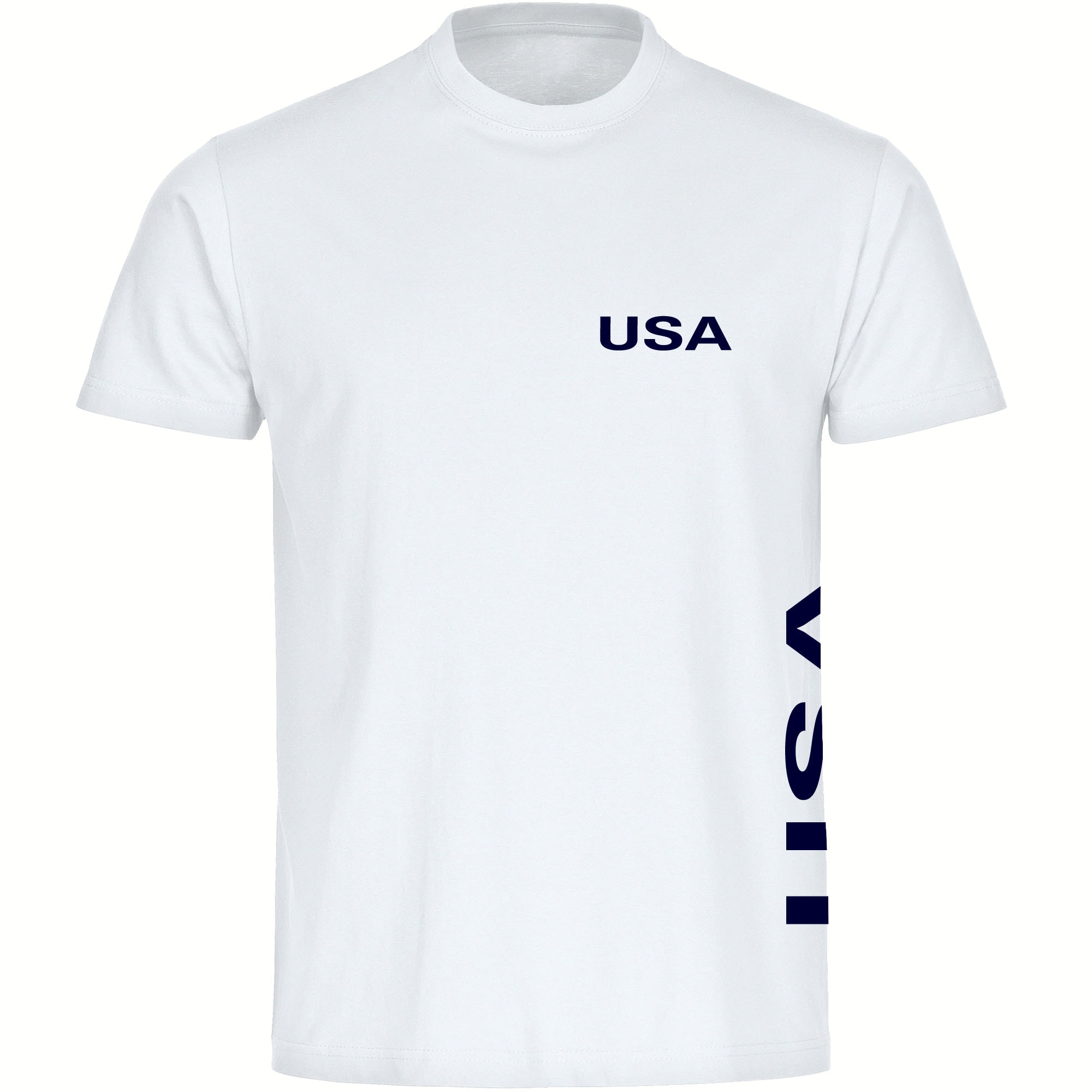 multifanshop Herren T-Shirt - USA - Brust & Seite - Druck navi - M&auml;nner - Bild 1