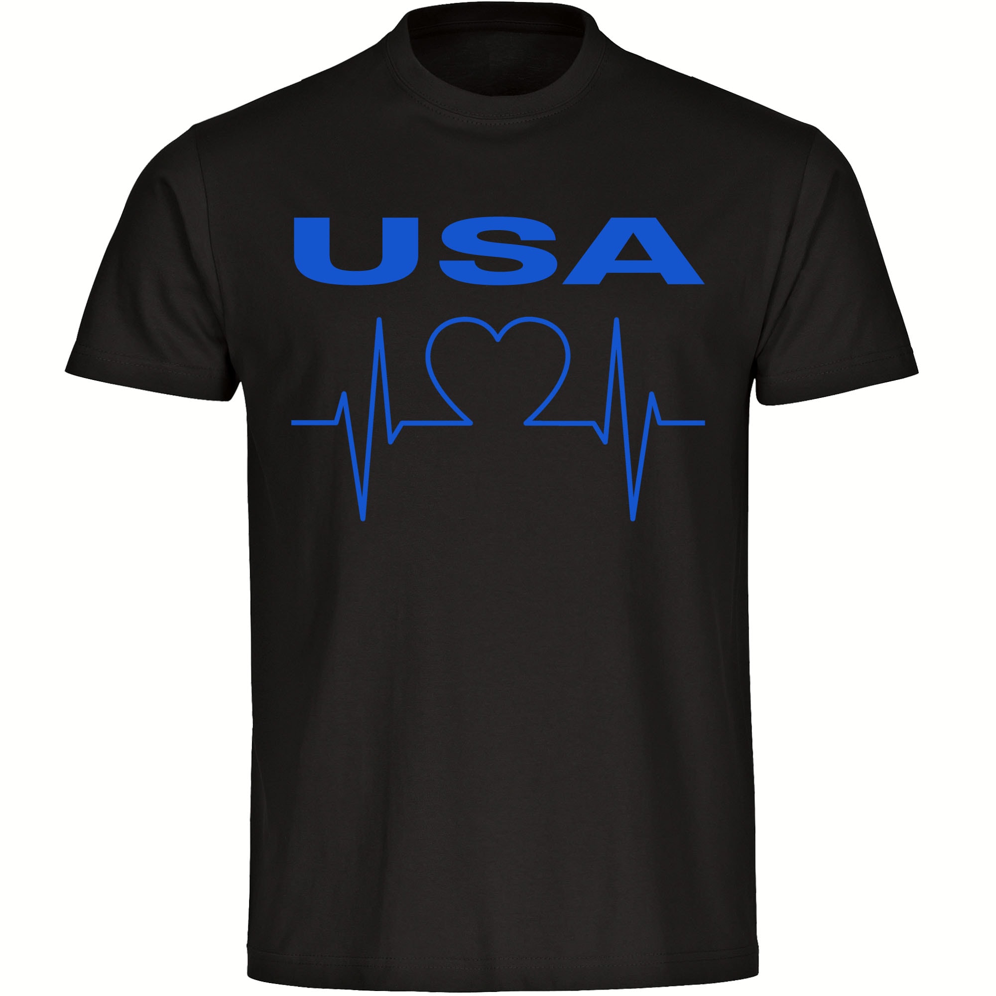 multifanshop Herren T-Shirt - USA - Herzschlag - Druck blau - M&auml;nner - Bild 1
