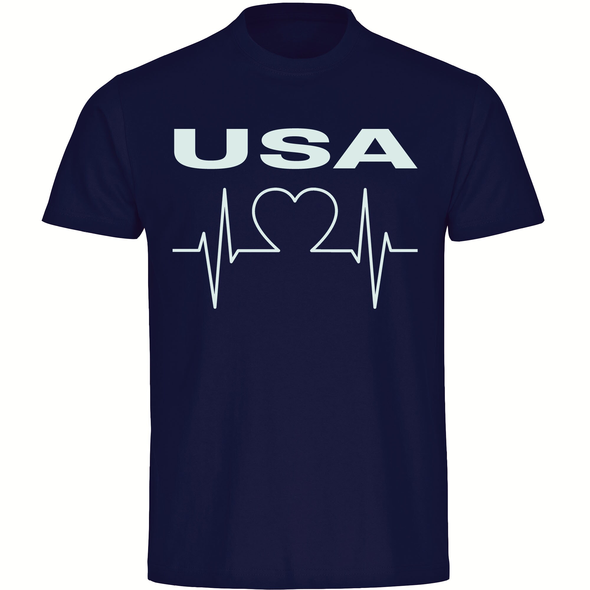 multifanshop Herren T-Shirt - USA - Herzschlag - Druck wei&szlig; - M&auml;nner - Bild 1