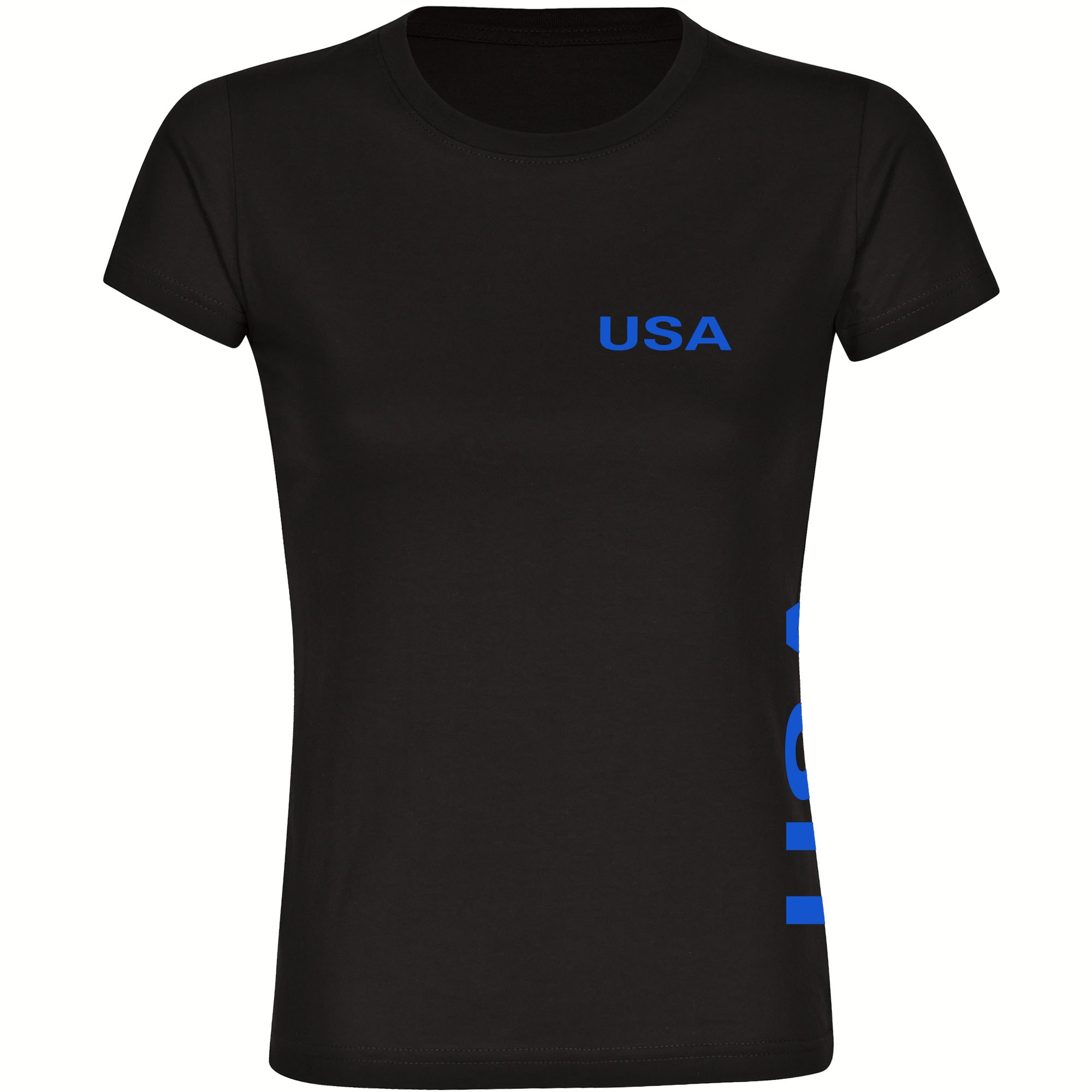 multifanshop Damen T-Shirt - USA - Brust & Seite - Druck blau - Frauen - Bild 1