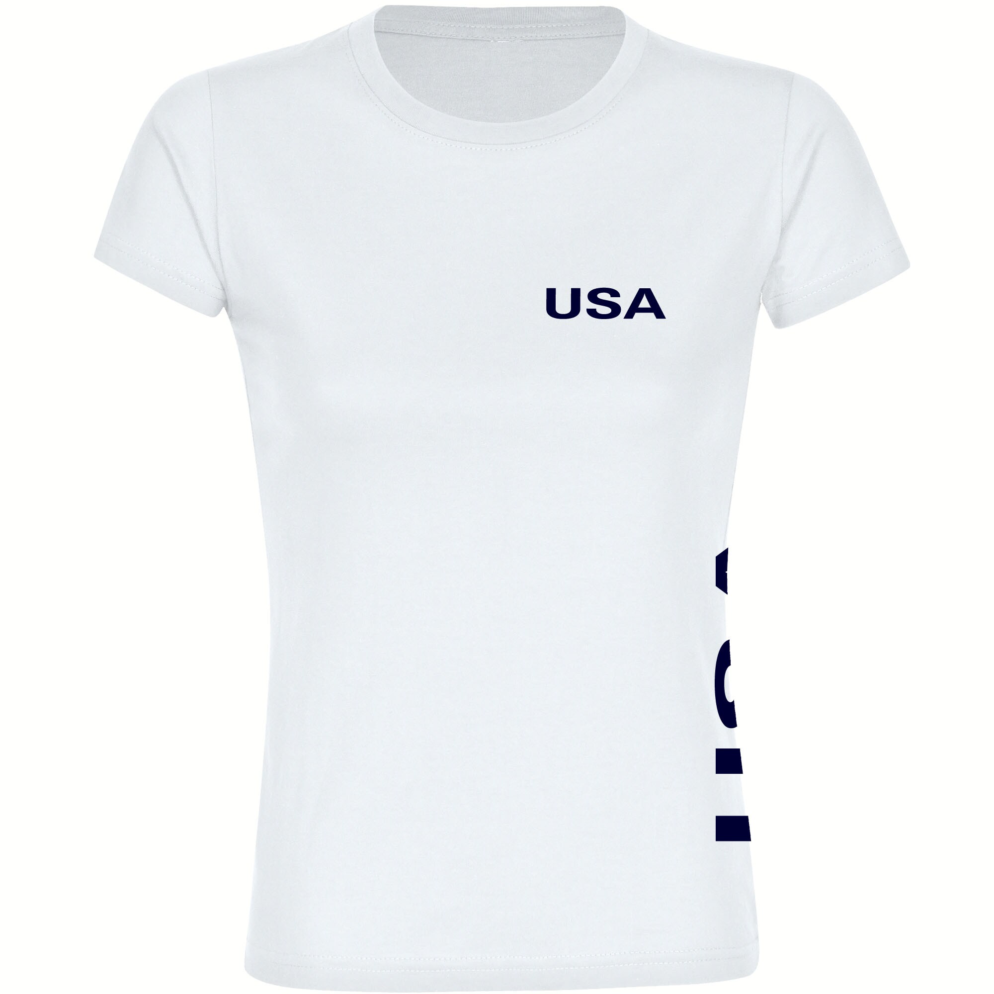 multifanshop Damen T-Shirt - USA - Brust & Seite - Druck navi - Frauen - Bild 1