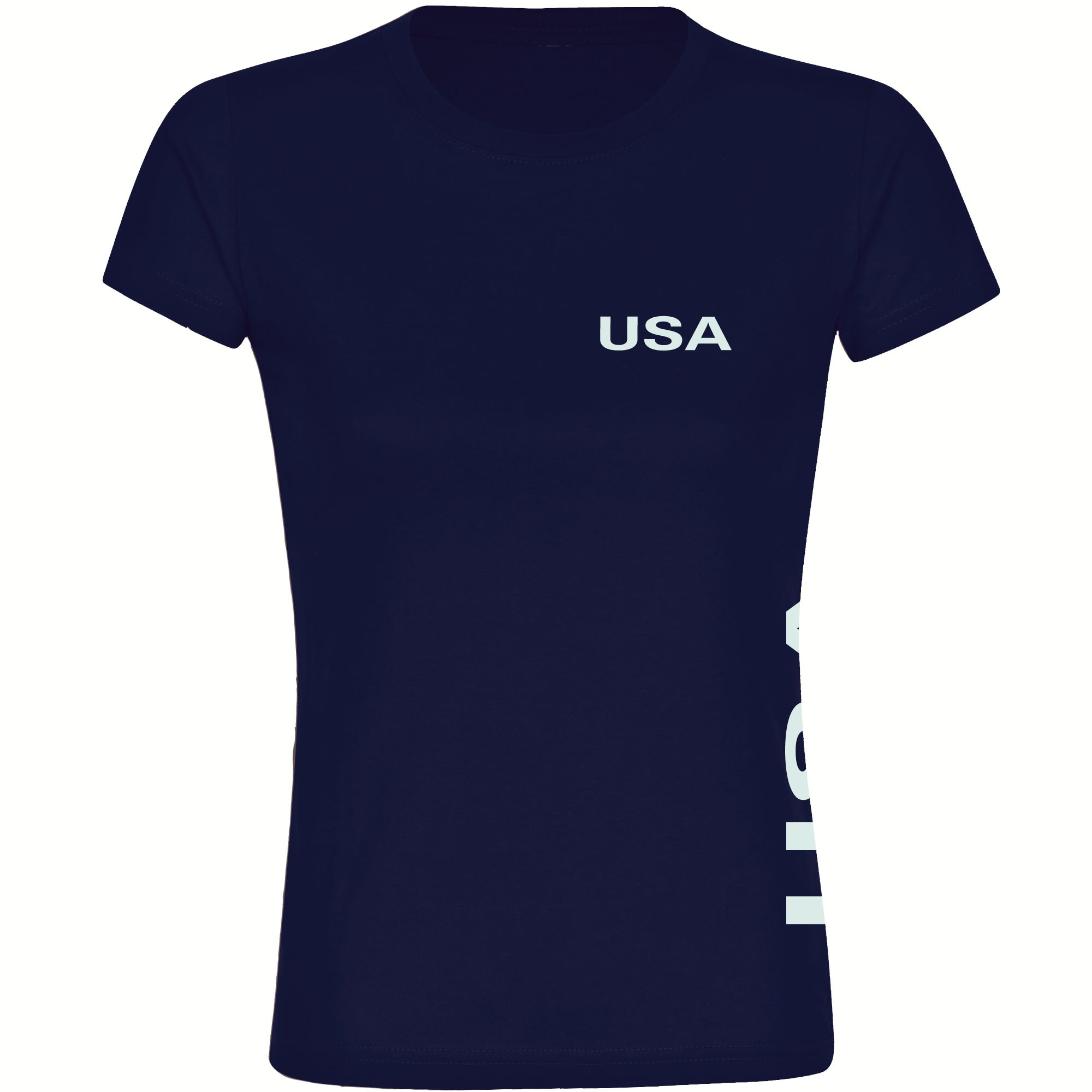 multifanshop Damen T-Shirt - USA - Brust & Seite - Druck wei&szlig; - Frauen - Bild 1