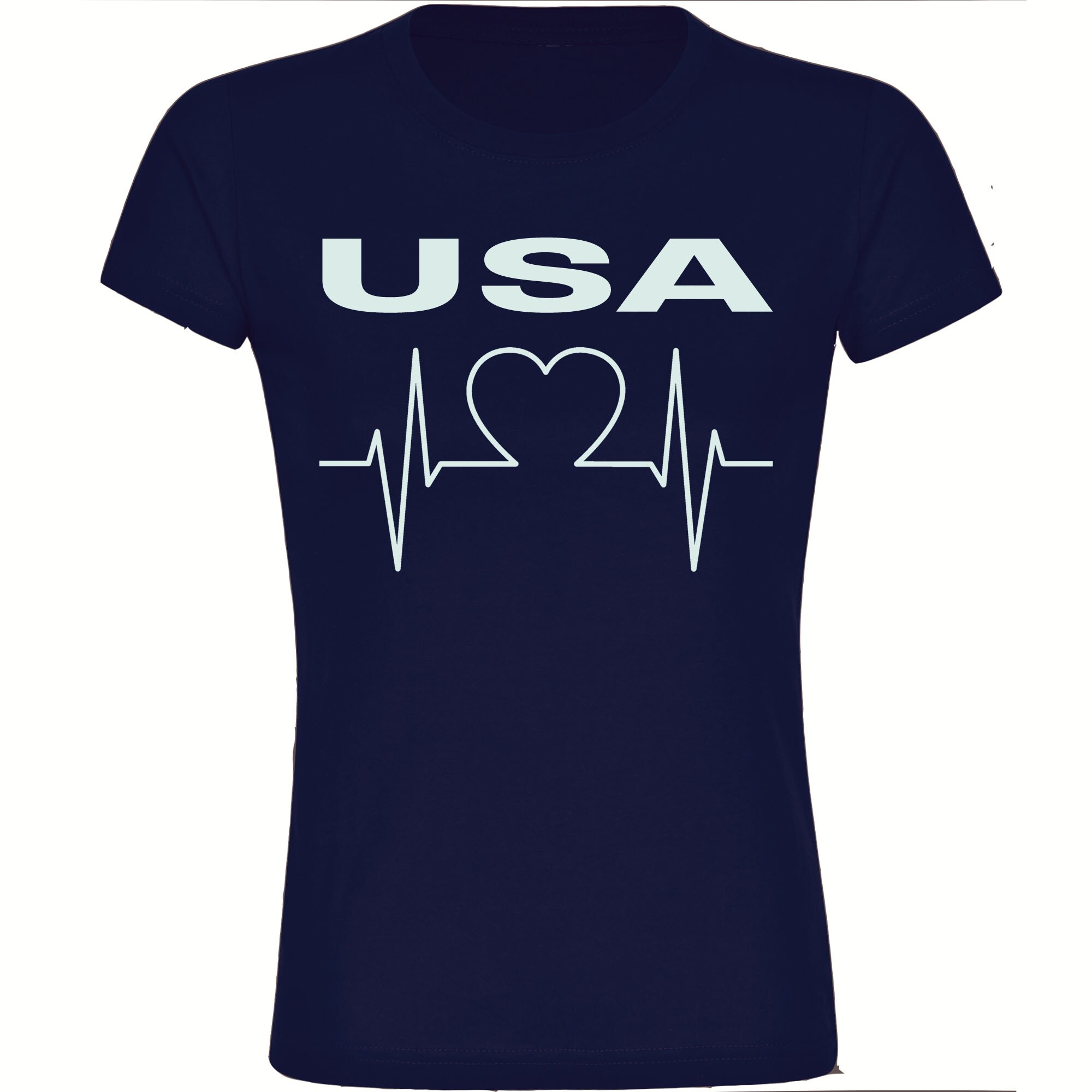 multifanshop Damen T-Shirt - USA - Herzschlag - Druck wei&szlig; - Frauen - Bild 1