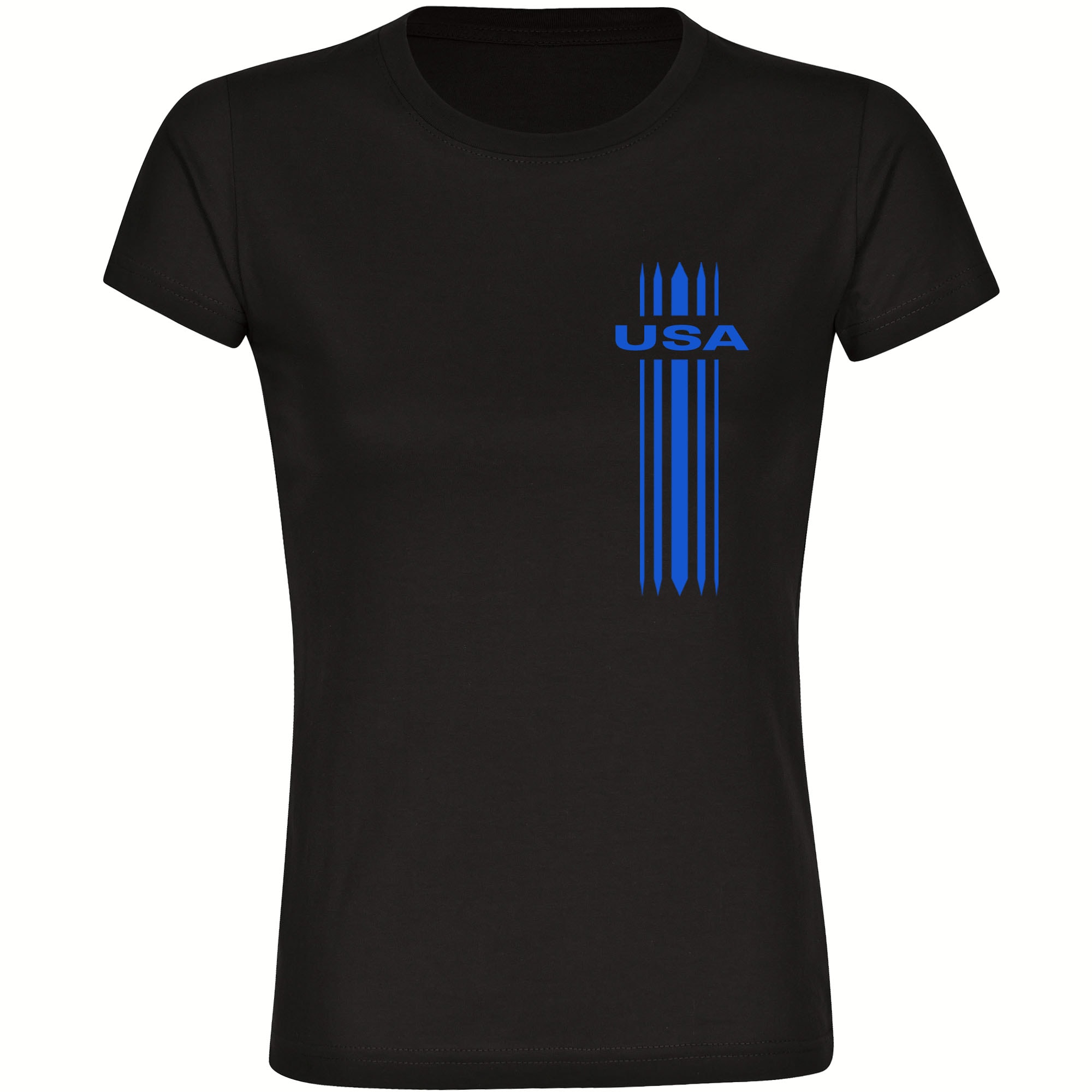 multifanshop Damen T-Shirt - USA - Streifen - Druck blau - Frauen - Bild 1